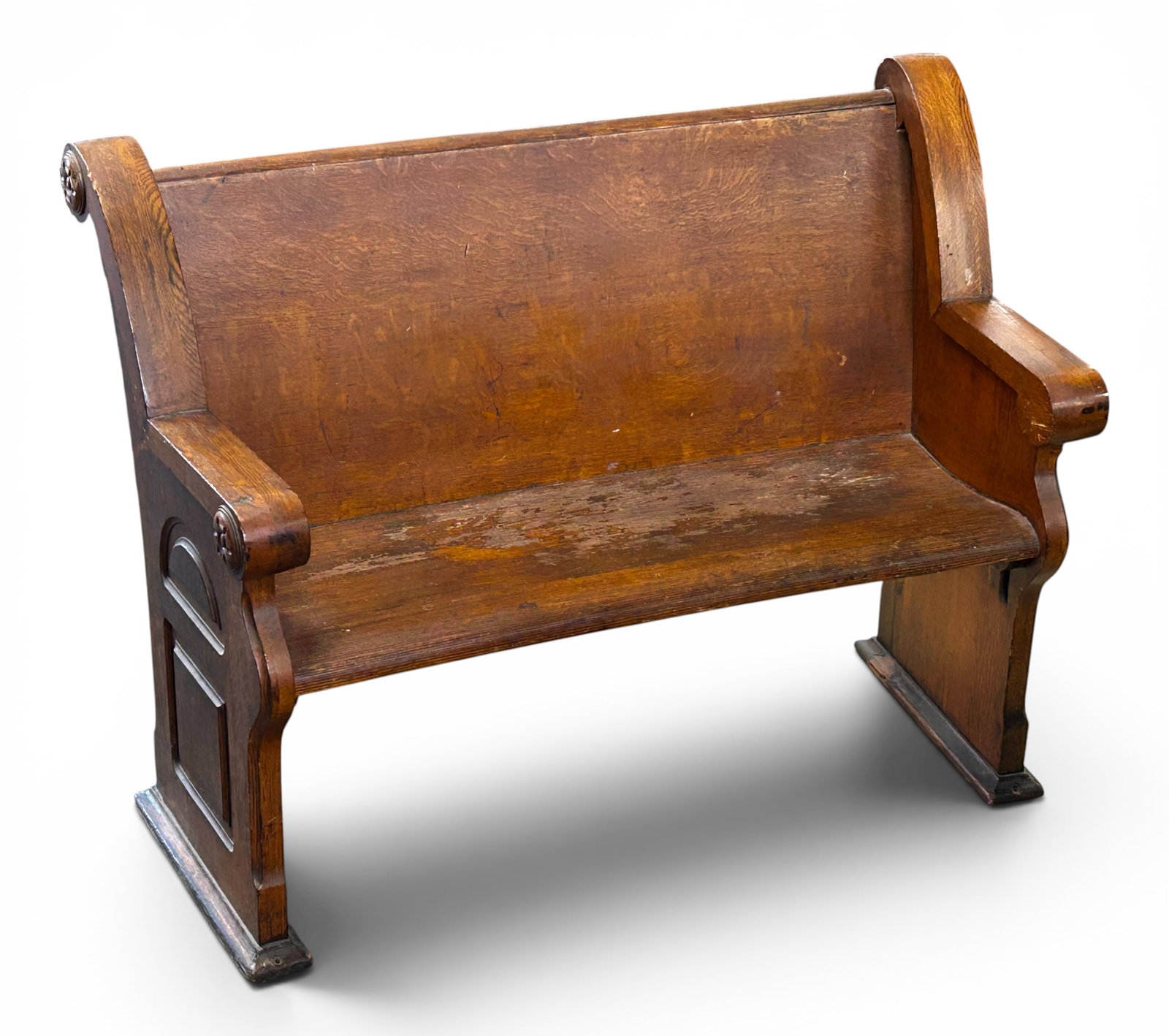 Vintage Solid Oak Church 48" Wide Pew Bench. (1 of 12)