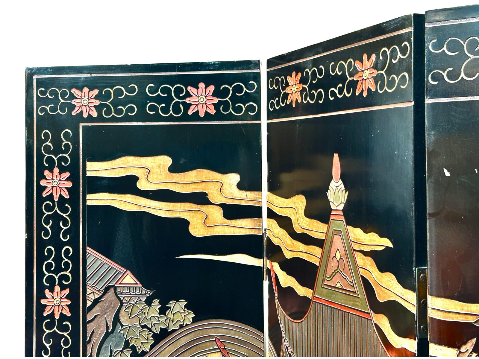 Chinese Coromandel Lacquer 4-Panel Screen. - 10
