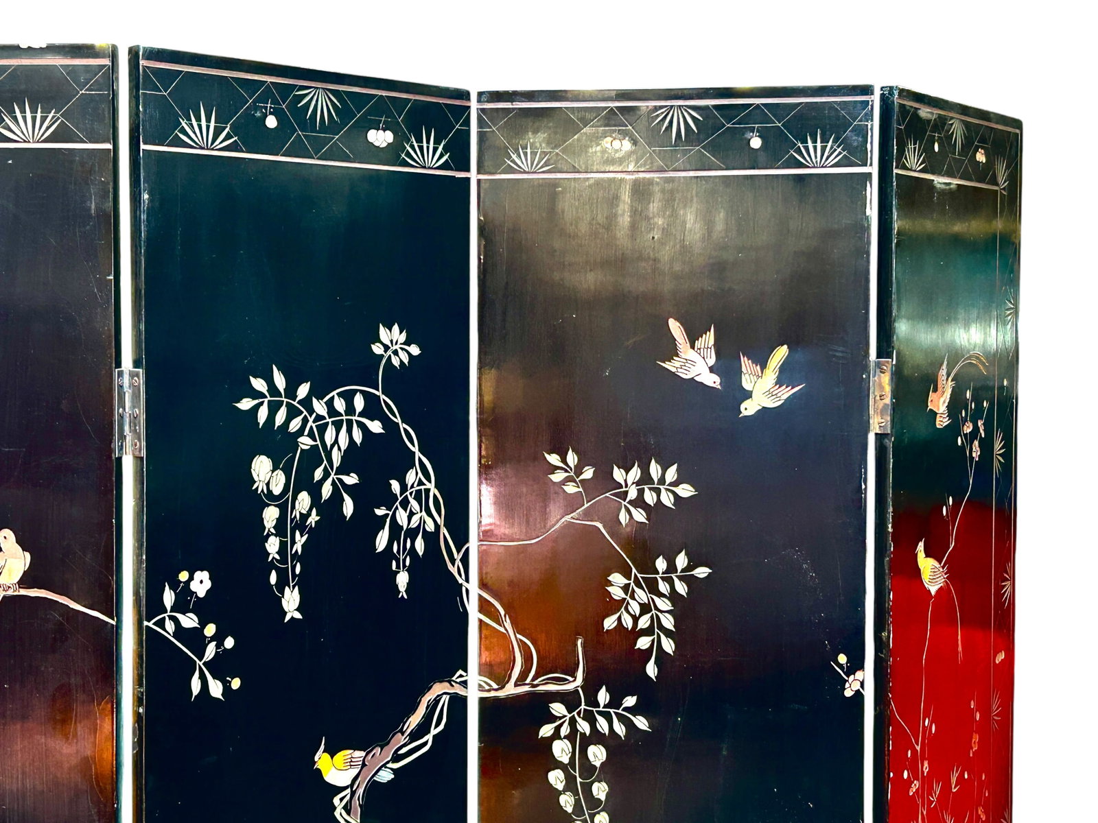 Chinese Coromandel Lacquer 4-Panel Screen. - 12
