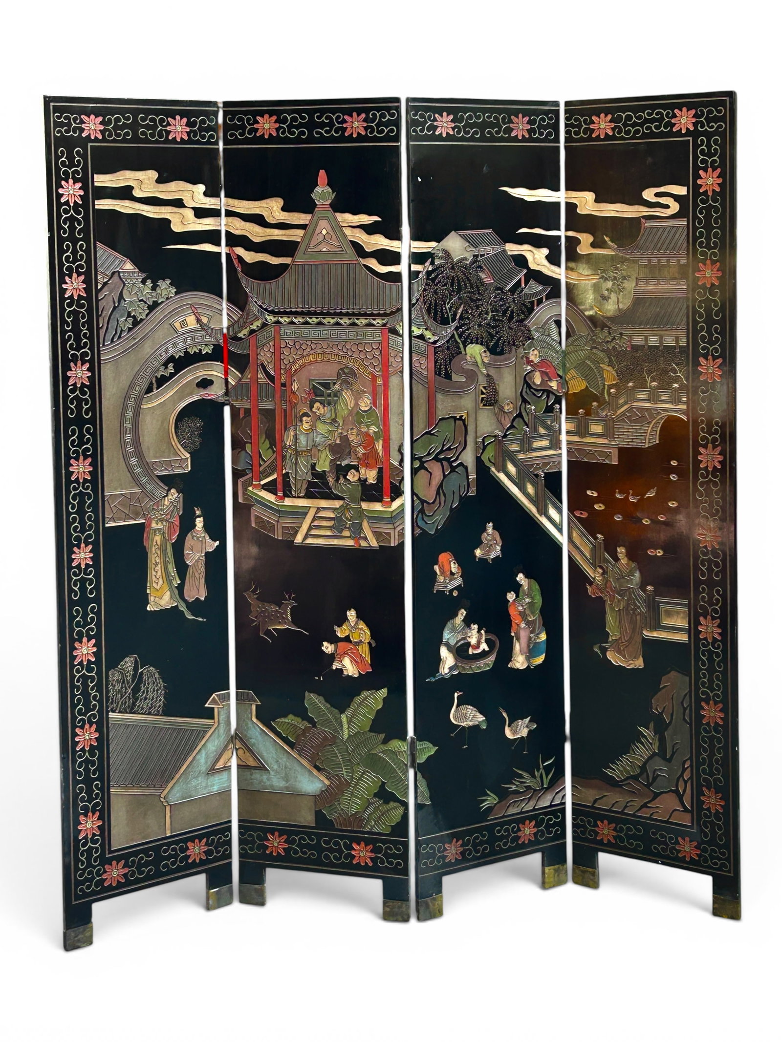 Chinese Coromandel Lacquer 4-Panel Screen. (1 of 16)