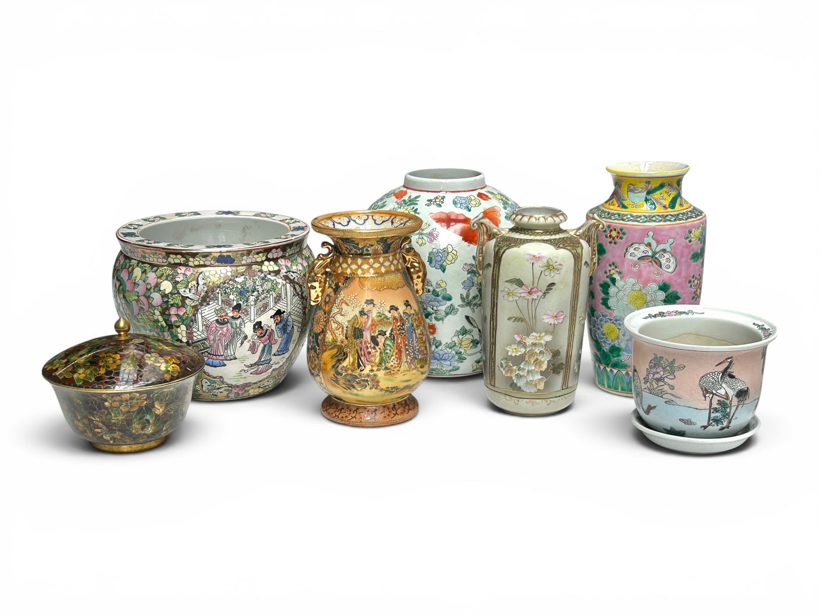 Lot: Chinese & Japanese Hand Painted Pottery, etc. (1 of 19)