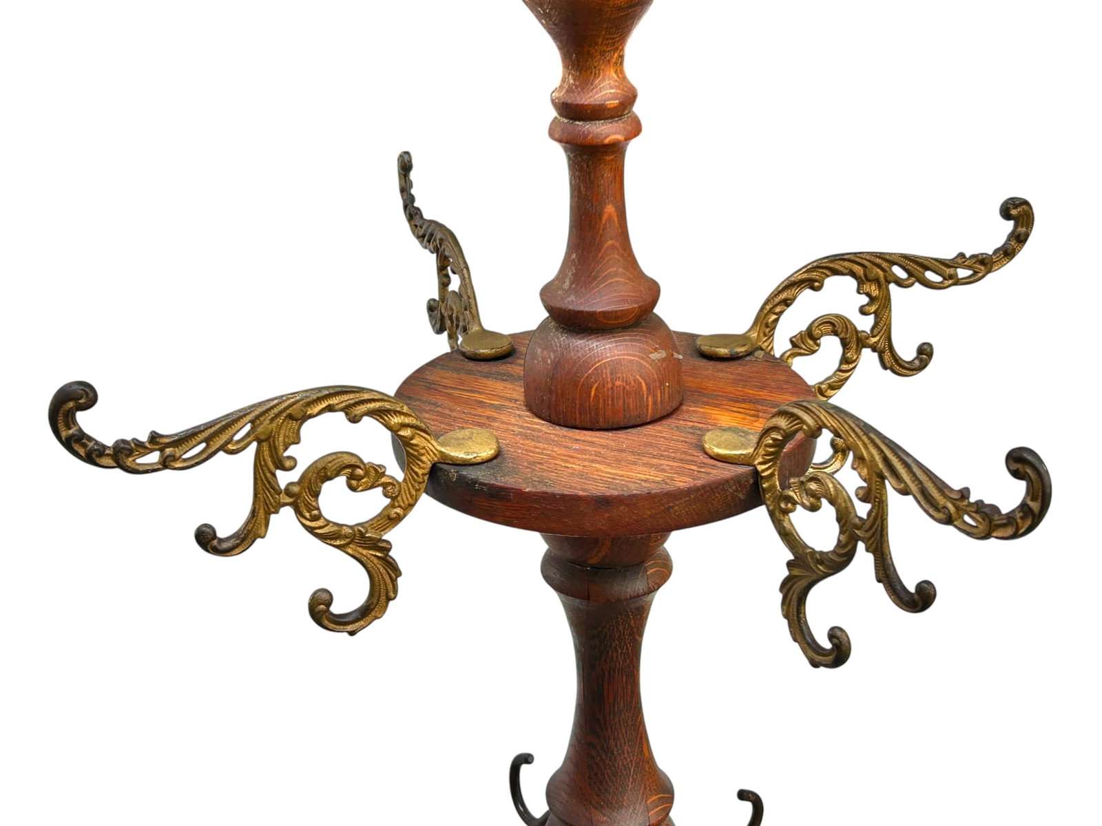 Antique Oak Coat Rack. - 2