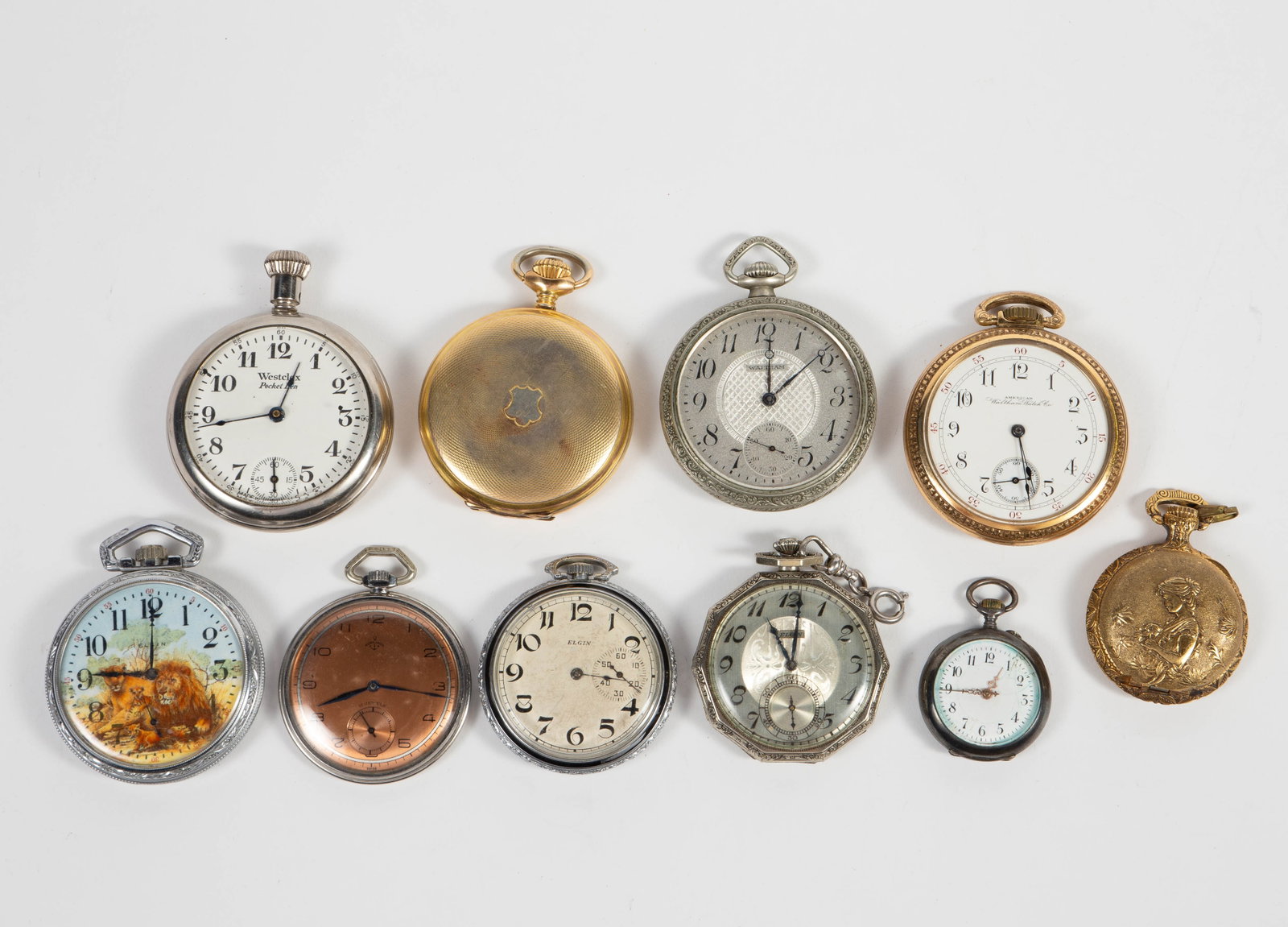 10 Pocket Watches - Silver, Waltham, Elgin. (1 of 12)