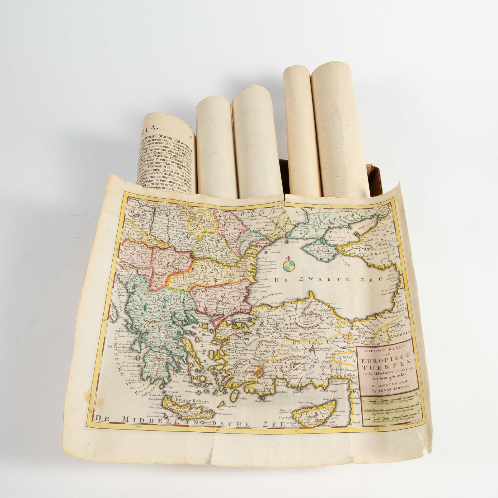 Lot of 4 Engraved European Maps- Transylvania, etc: They appear to date from the late 16th to early 18th centuries. The lot includes the following: an 18 1/4" x 22 1/2" map of Romania and Bulgaria (titled, "Vetus Descriptio Daciarum Nec Non Moesiarum"