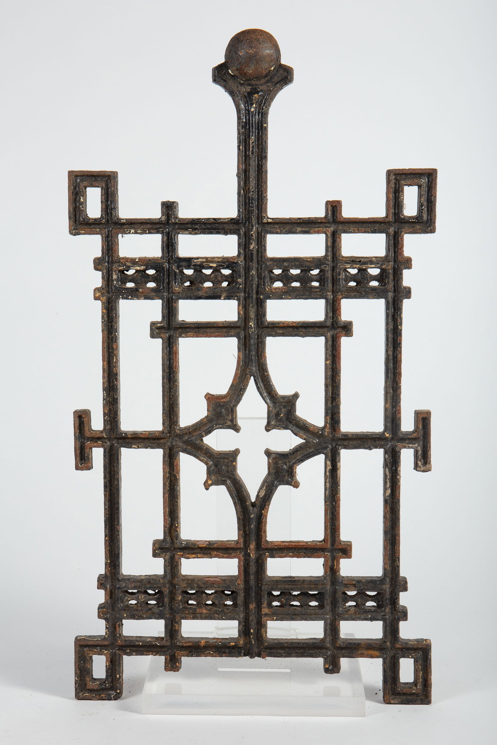 Louis Sullivan Style Cast Iron Architectural Panel: There is some paint loss and rust present. The panel measures 22 7/8" x 12 1/4" x 1 7/8". In-house shipping is available. Please see our website regarding in-house shipping procedures.