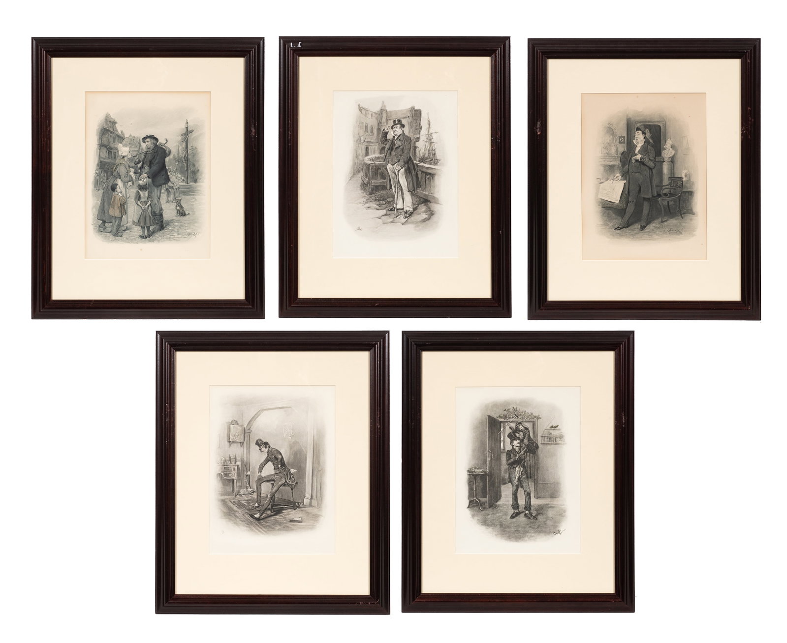 Lot of Five Charles Dickens Prints, After Barnard. (1 of 16)