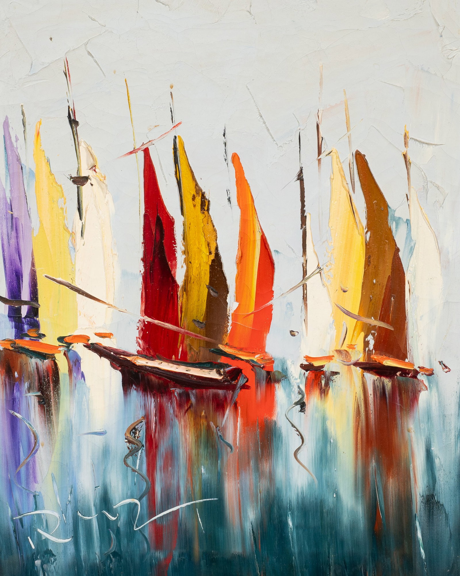 Palette Knife Painting of Boats, Manuel Ruiz. (1 of 5)