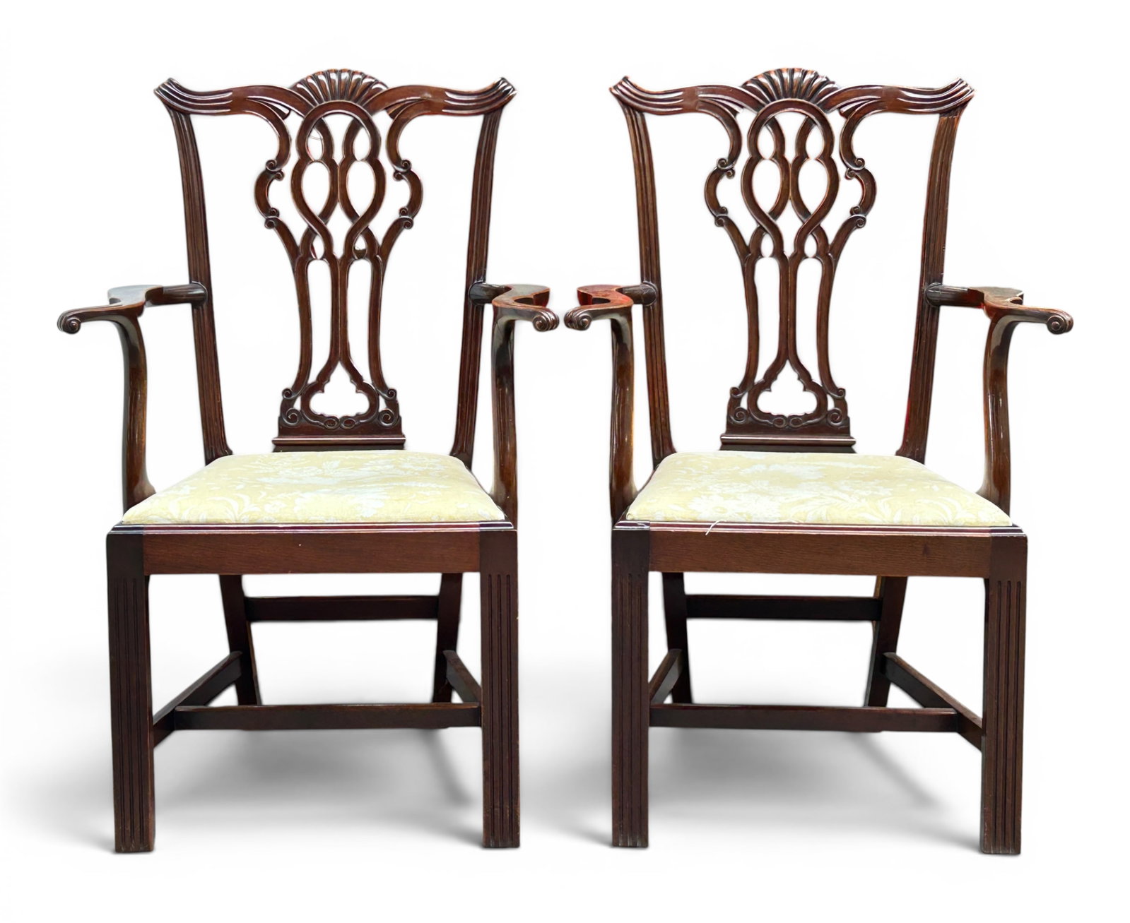 Pr. Mahogany Chippendale Style Armchairs. (1 of 9)
