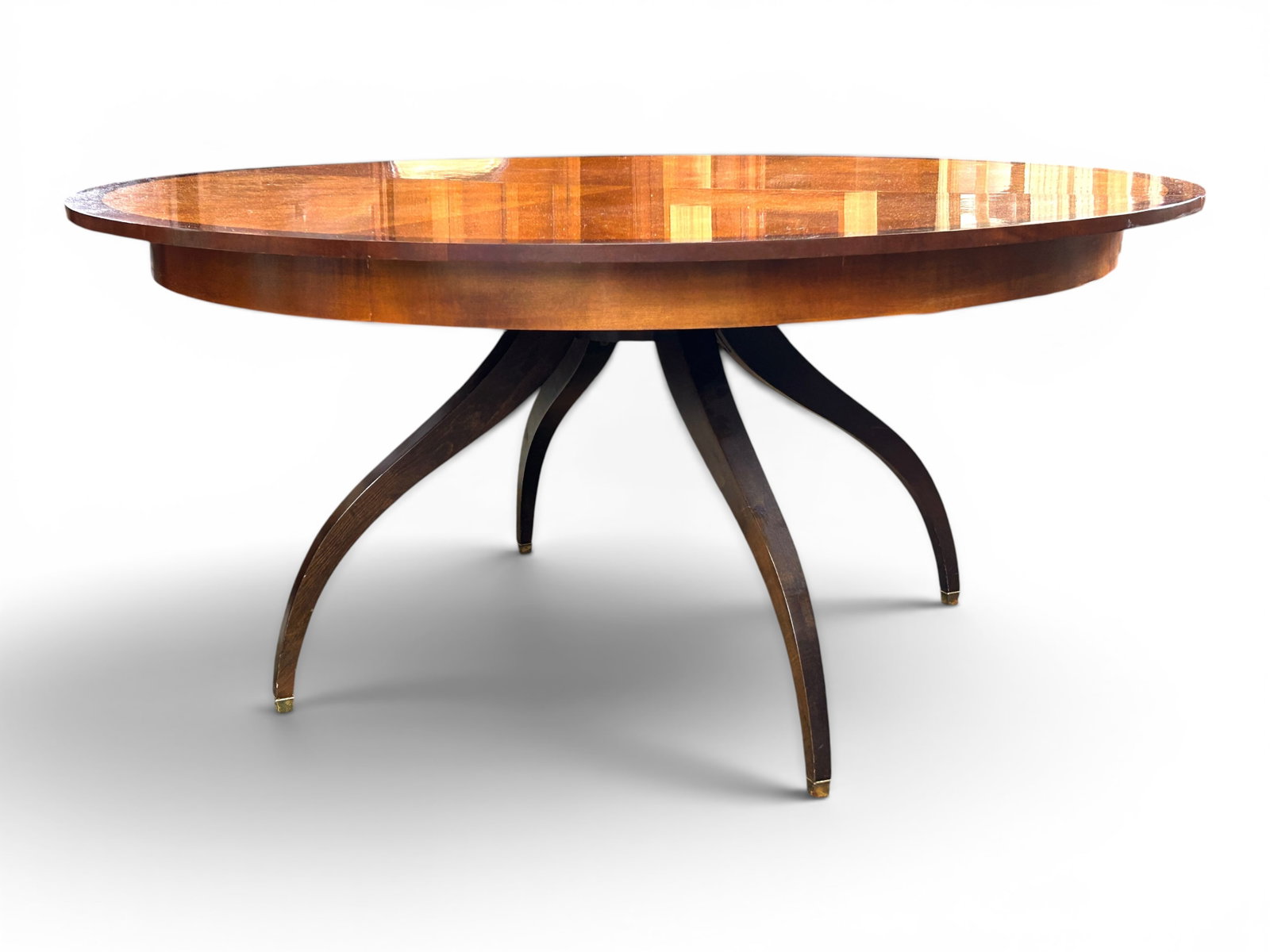 Regency Mahogany Circular Dining Table w/ Leaf. - 2