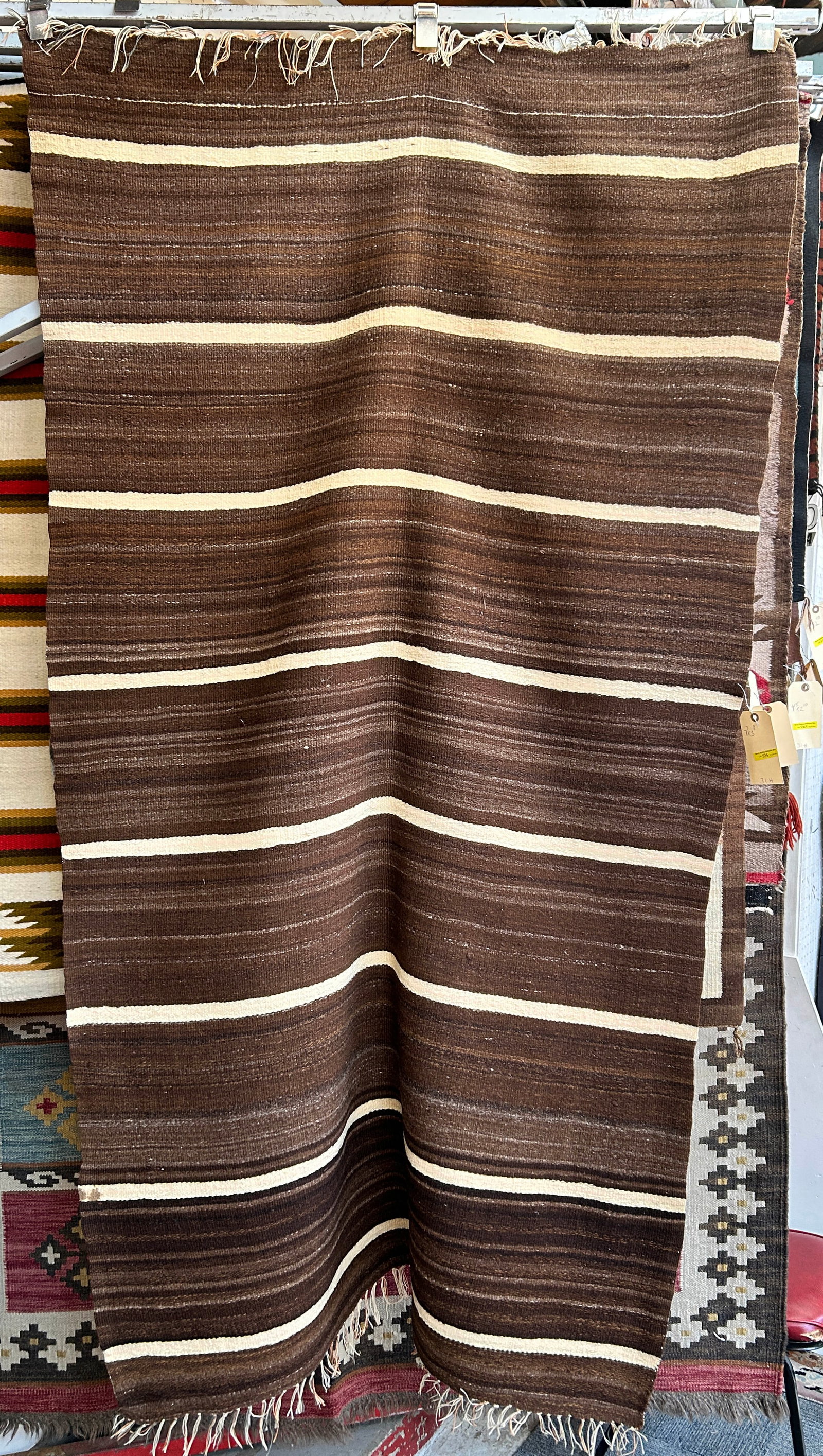 3' 8" x 7' 3" Striped Native American Indian Rug. (1 of 3)