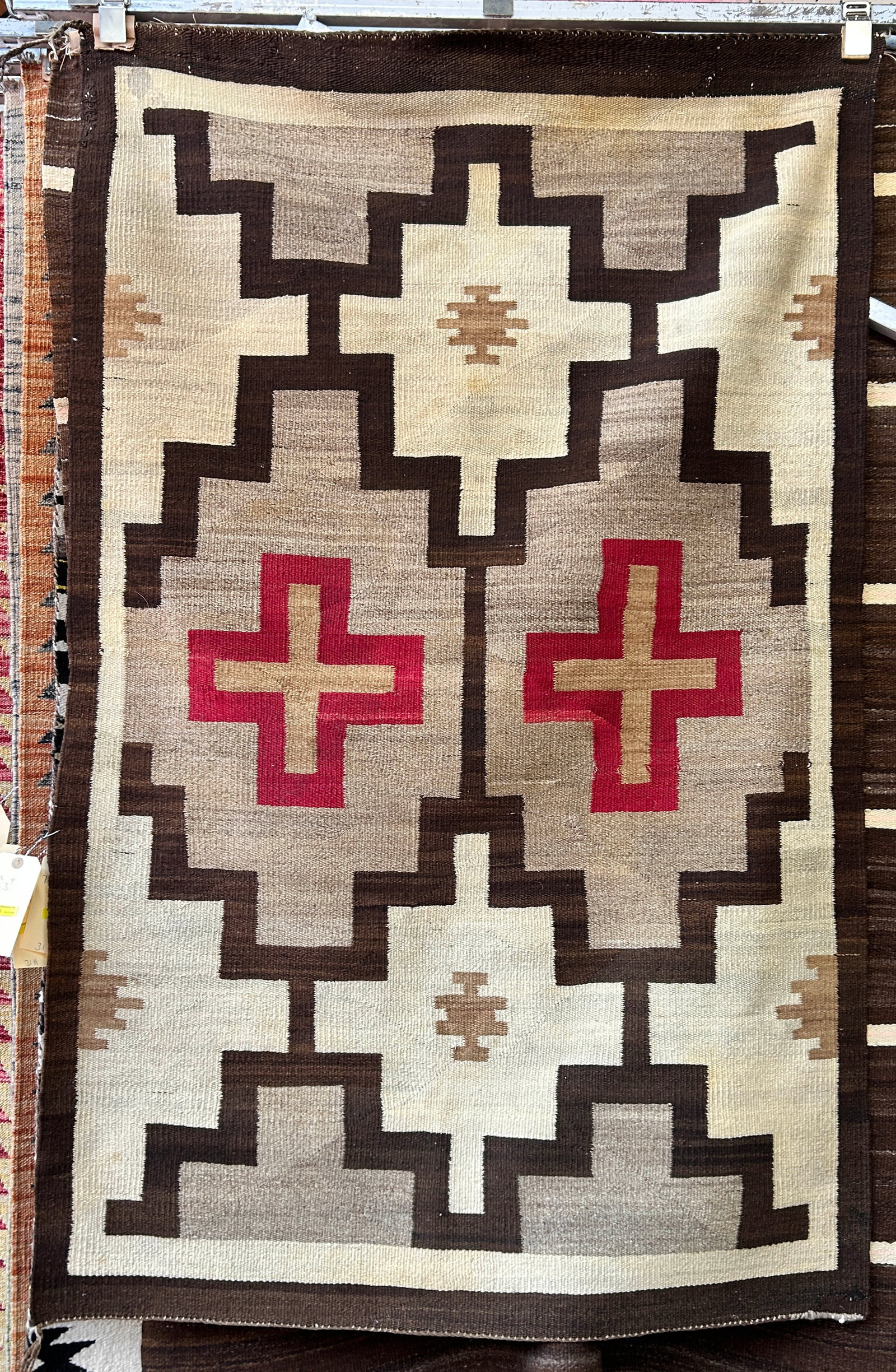3' 4" x 5' 2" Geometric Design Navajo Rug. (1 of 4)