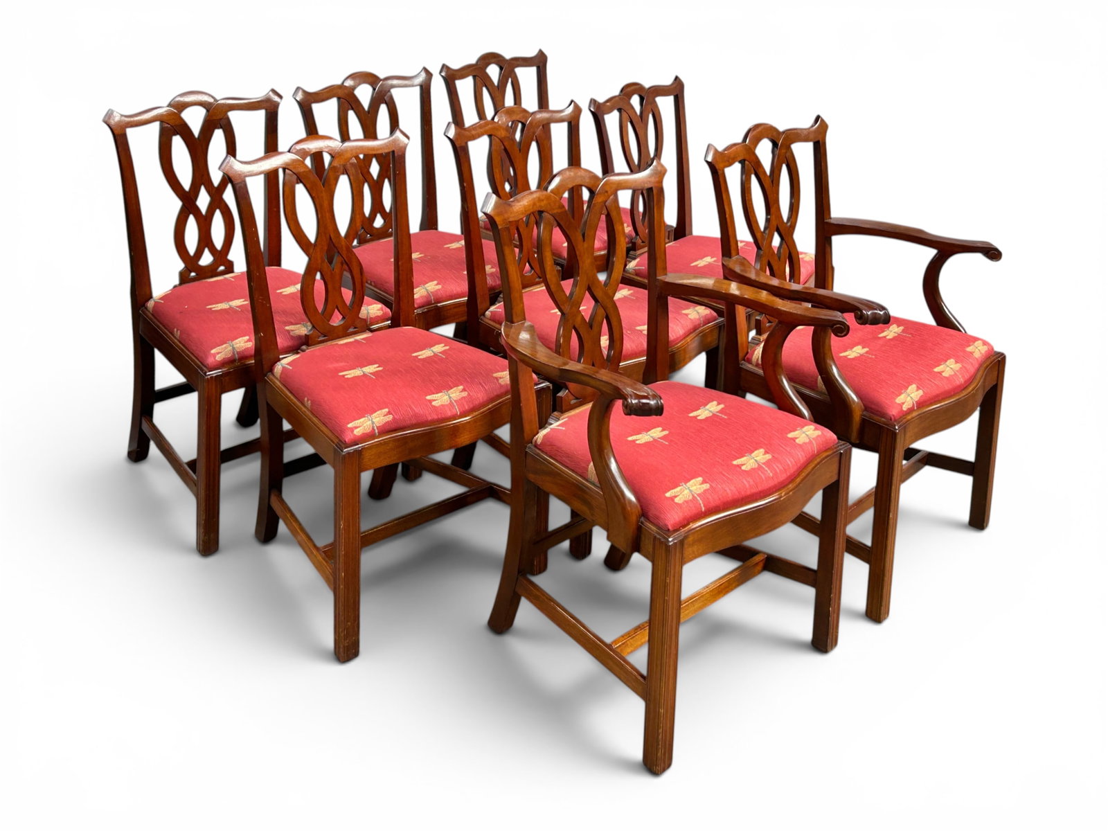 Set of 8 Mahogany Chippendale Style Dining Chairs. (1 of 14)
