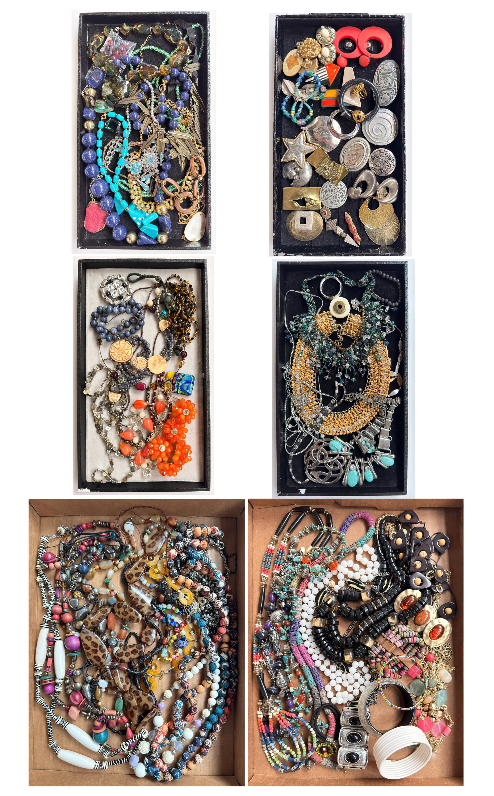 Lot: Costume Jewelry, inc. Patricia Locke Brooch.: The lot contains over 75 items. There are necklaces, bracelets, earrings, brooches, stick pins, pendants and more. A few pieces have sterling silver elements. Some of the stand out items are 2 Patrick