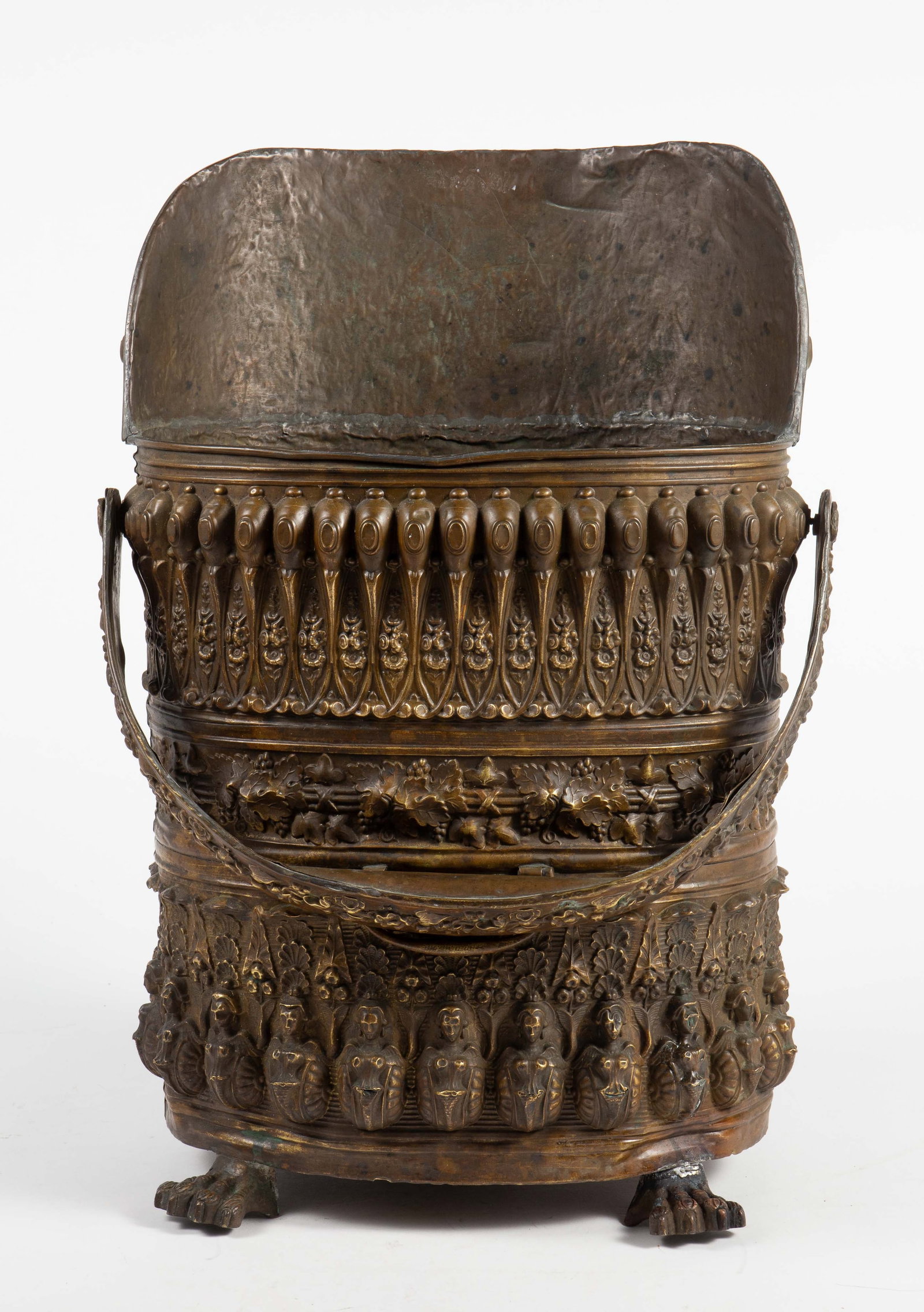 19" Pawfoot Coal Scuttle w/ Lady Motif. (1 of 8)