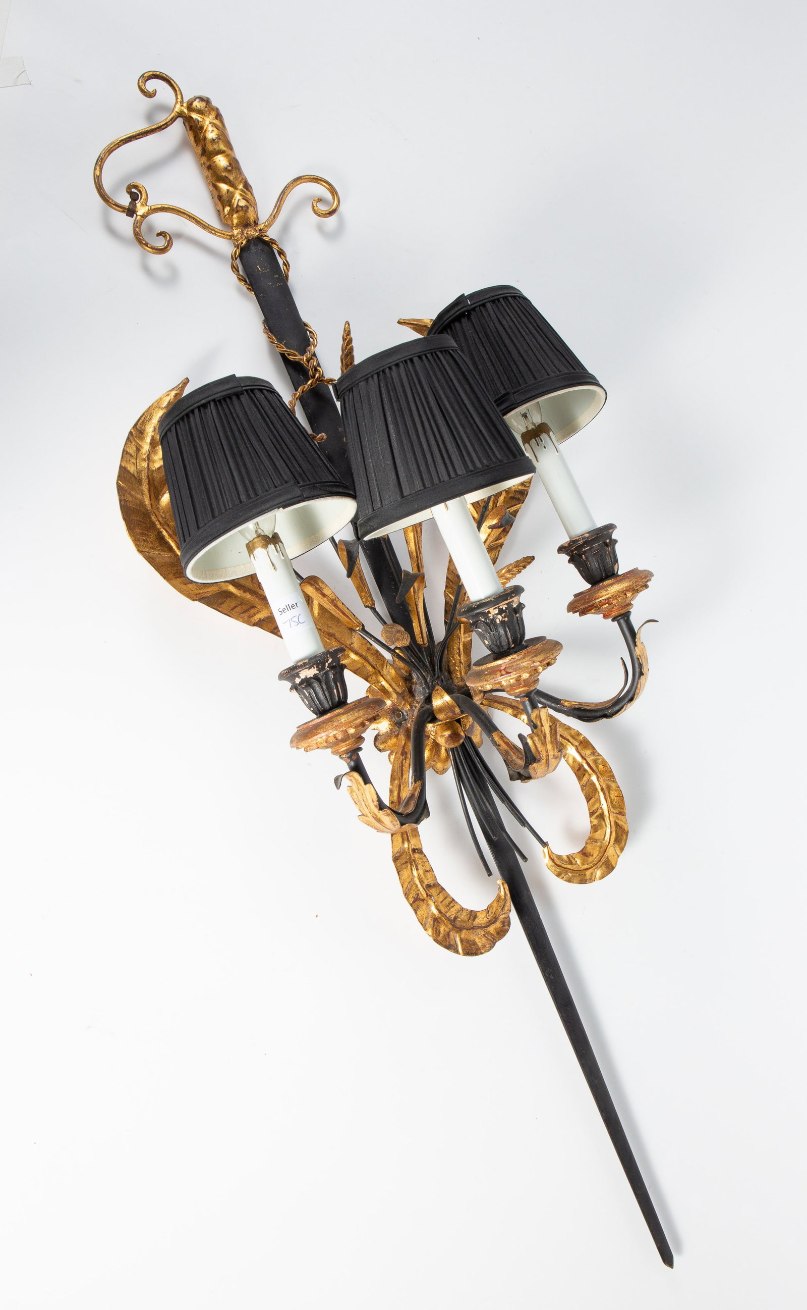 Italian? Tole and Carved Wood Sword Sconce. (1 of 6)