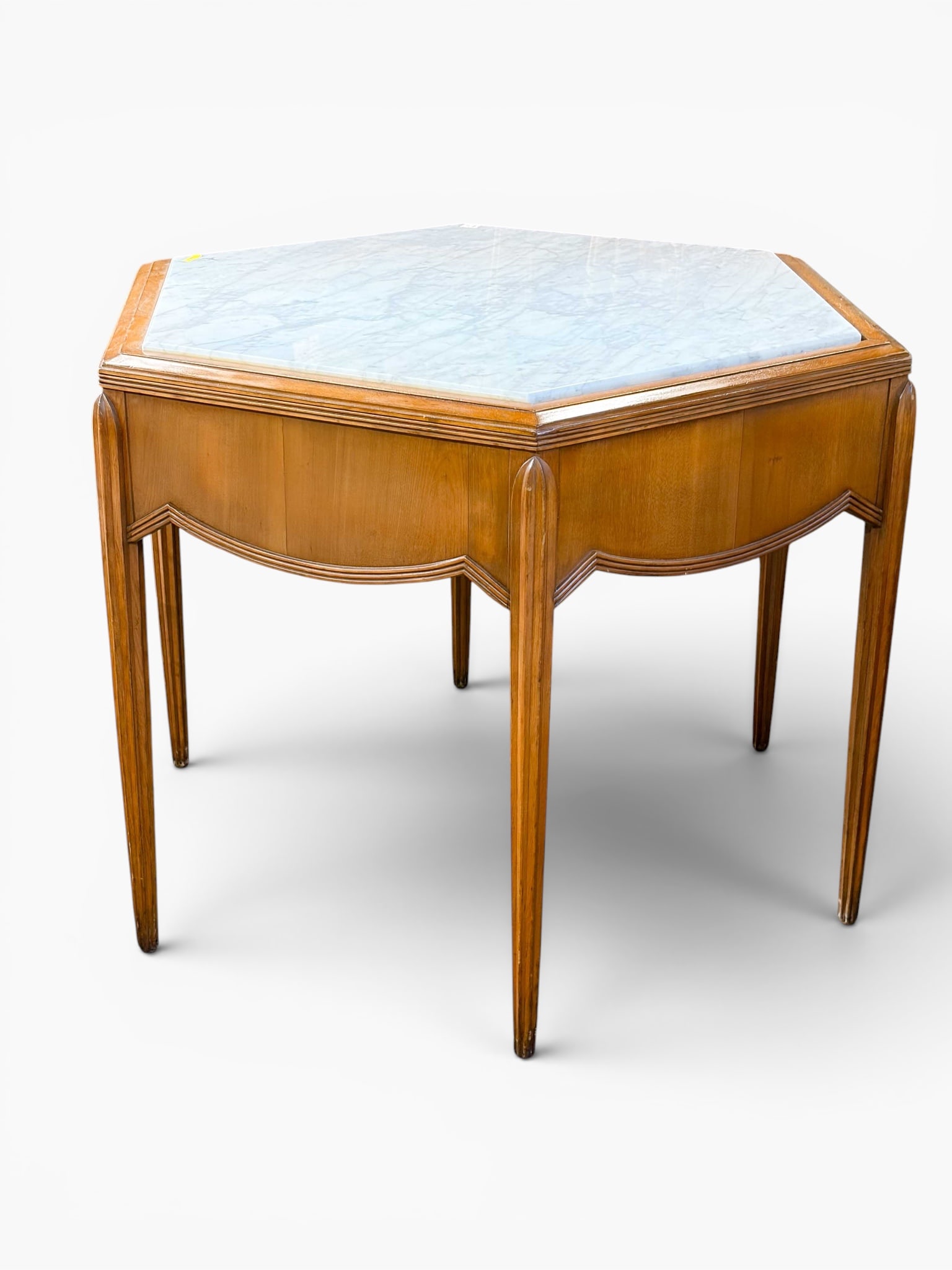 French Carved Hexagonal Marble Top Table. (1 of 4)