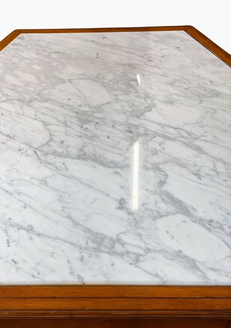 French Carved Hexagonal Marble Top Table. - 3