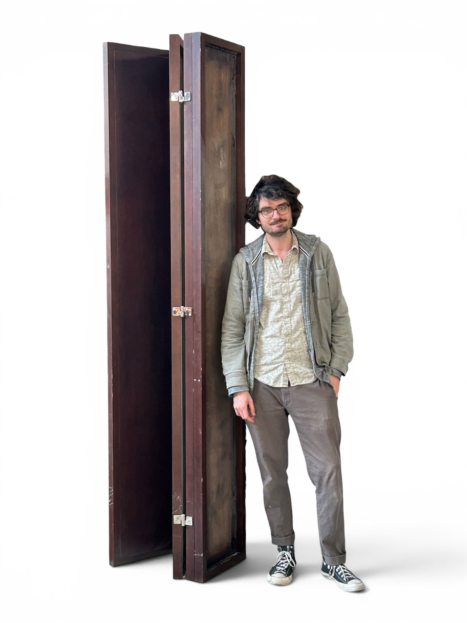 8' Tall Solid Wood 4-Panel Room Divider Screen. (1 of 13)