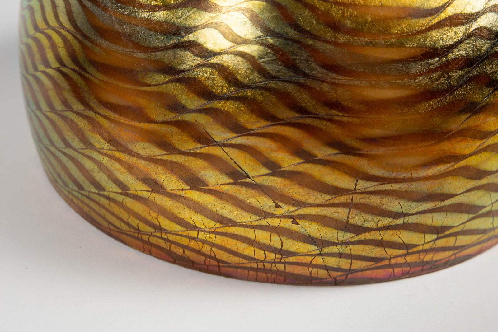 Tiffany Favrile Damascene Wave Bronze Lamp - As Is - 9