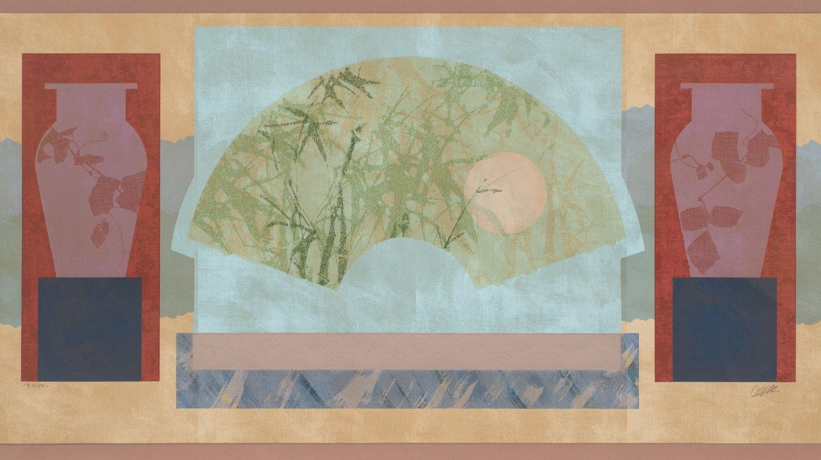 Large Asian Style Serigraph by Michael Cobb. (1 of 6)
