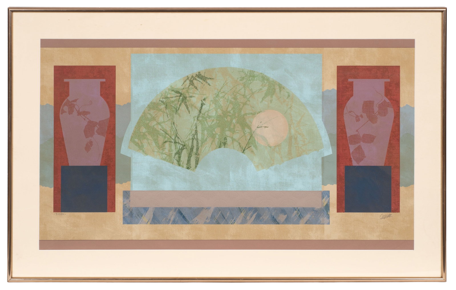 Large Asian Style Serigraph by Michael Cobb. - 2