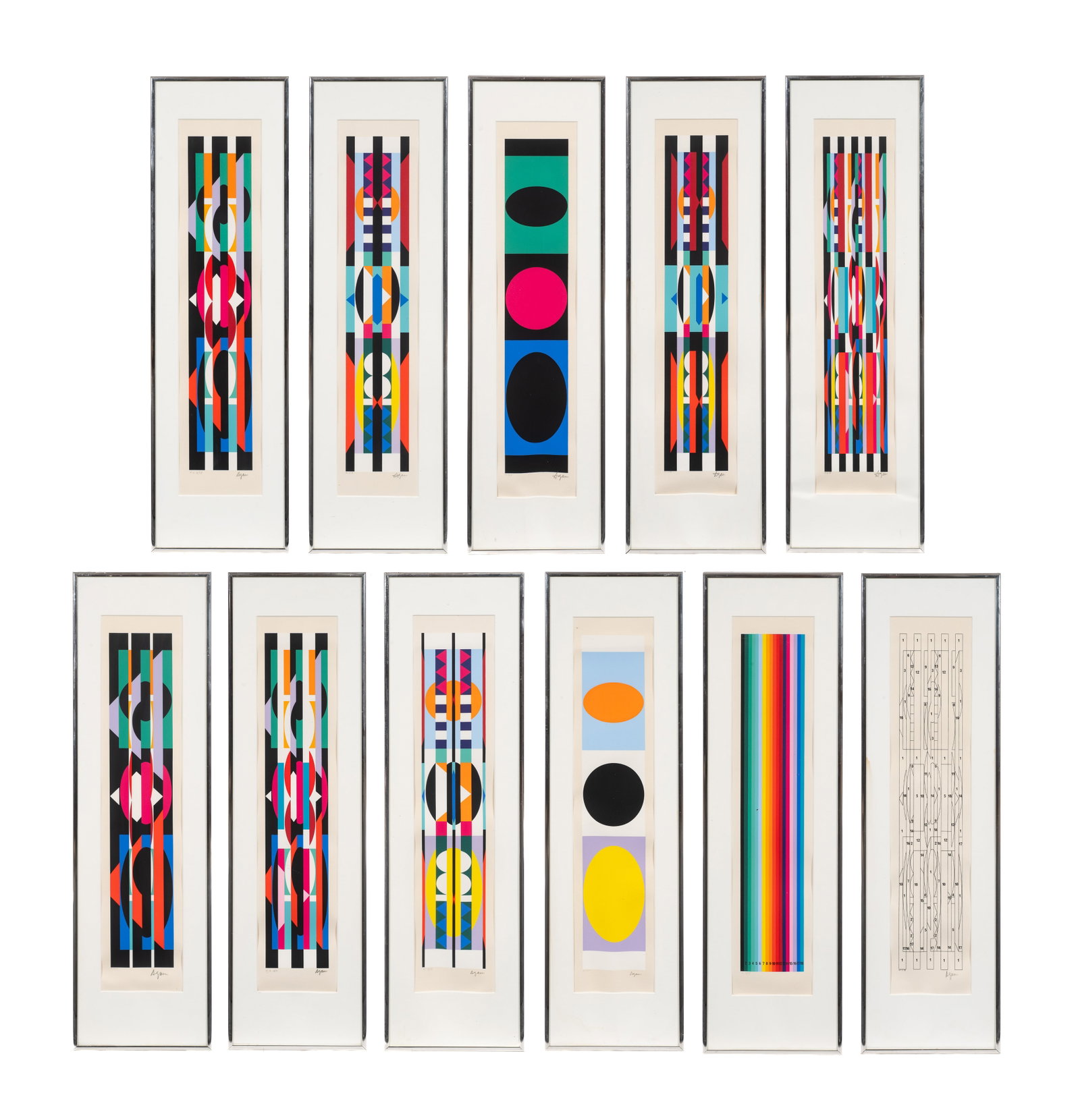11 Yaacov Agam Op Art Serigraphs, +- X9 Series. (1 of 19)
