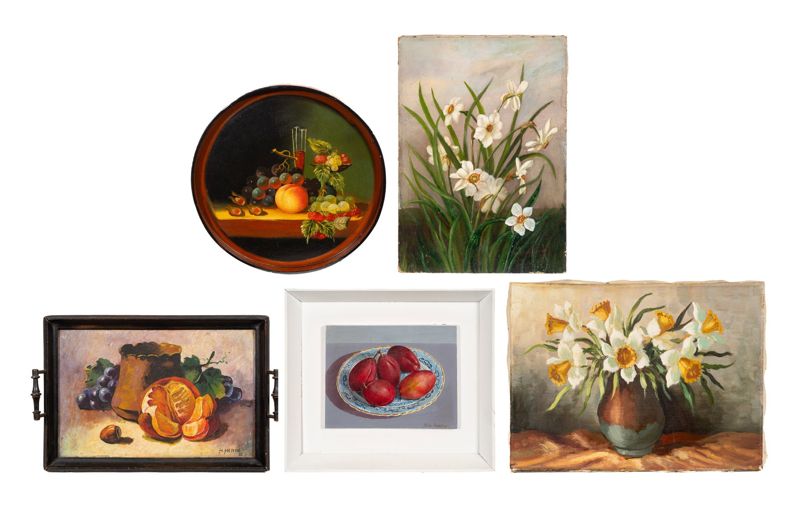Five Vintage Floral & Fruit Still Life Paintings. (1 of 19)