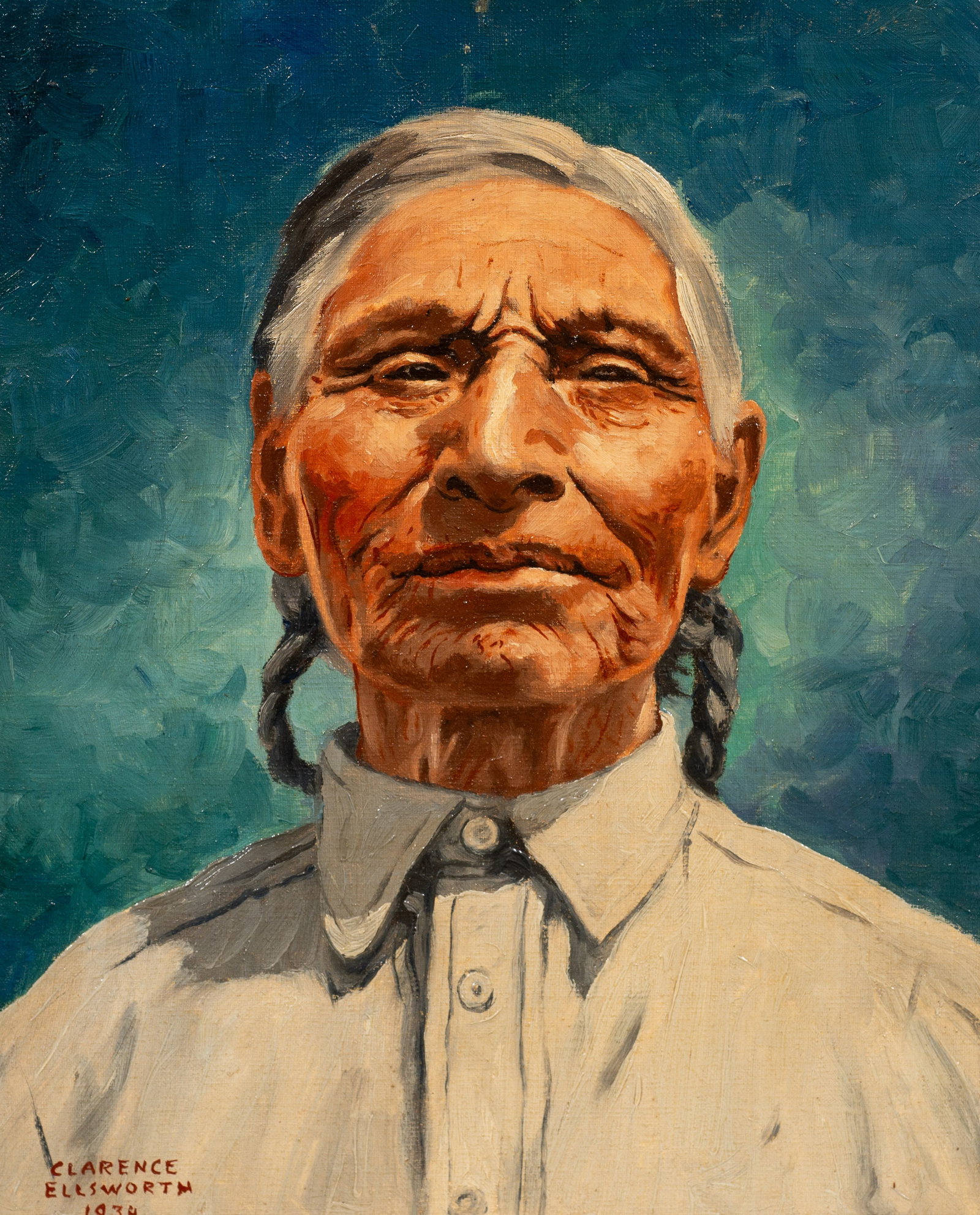 Portrait of Native American by Clarence Ellsworth. (1 of 5)