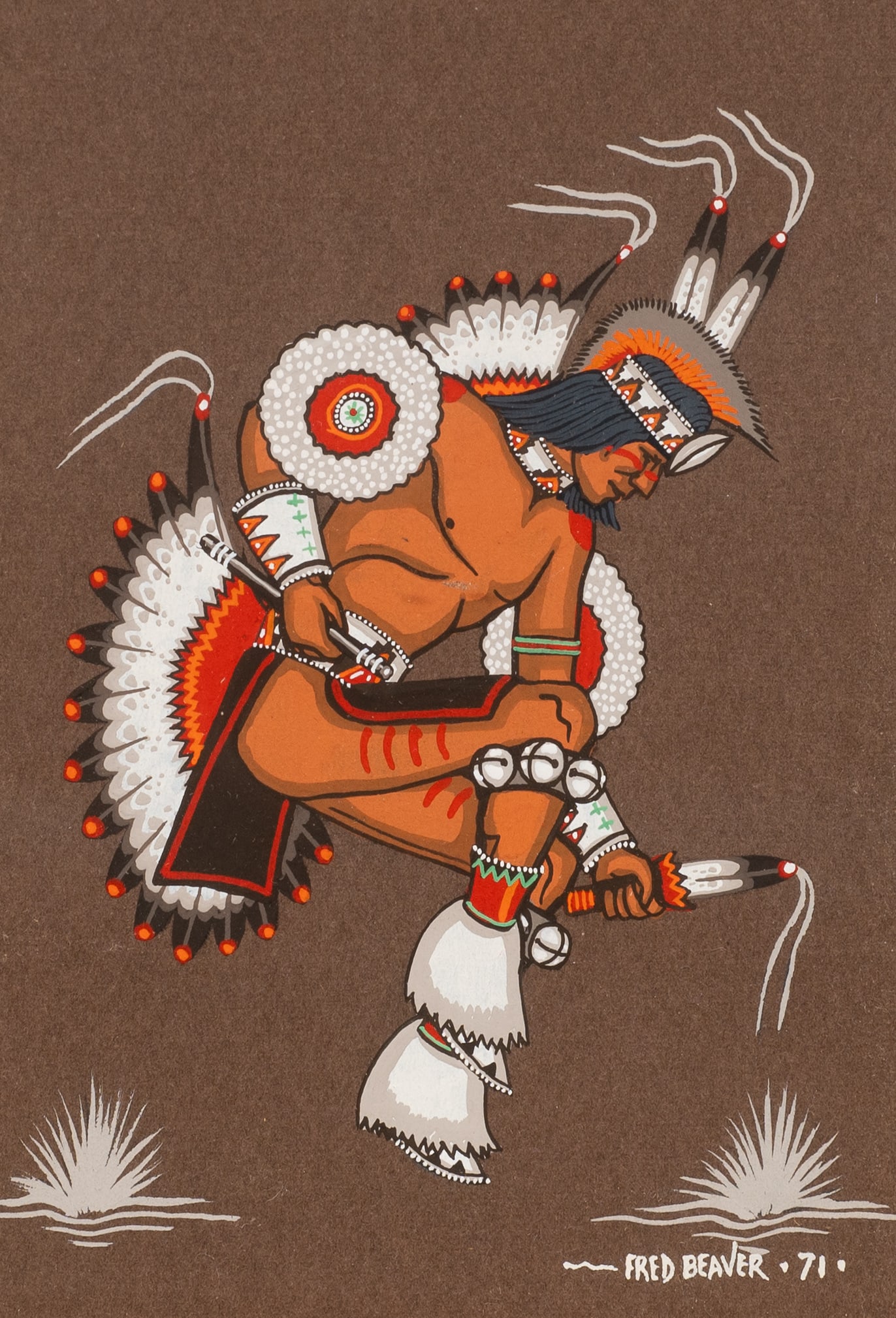 Two Native American Paintings by Fred Beaver. - 3