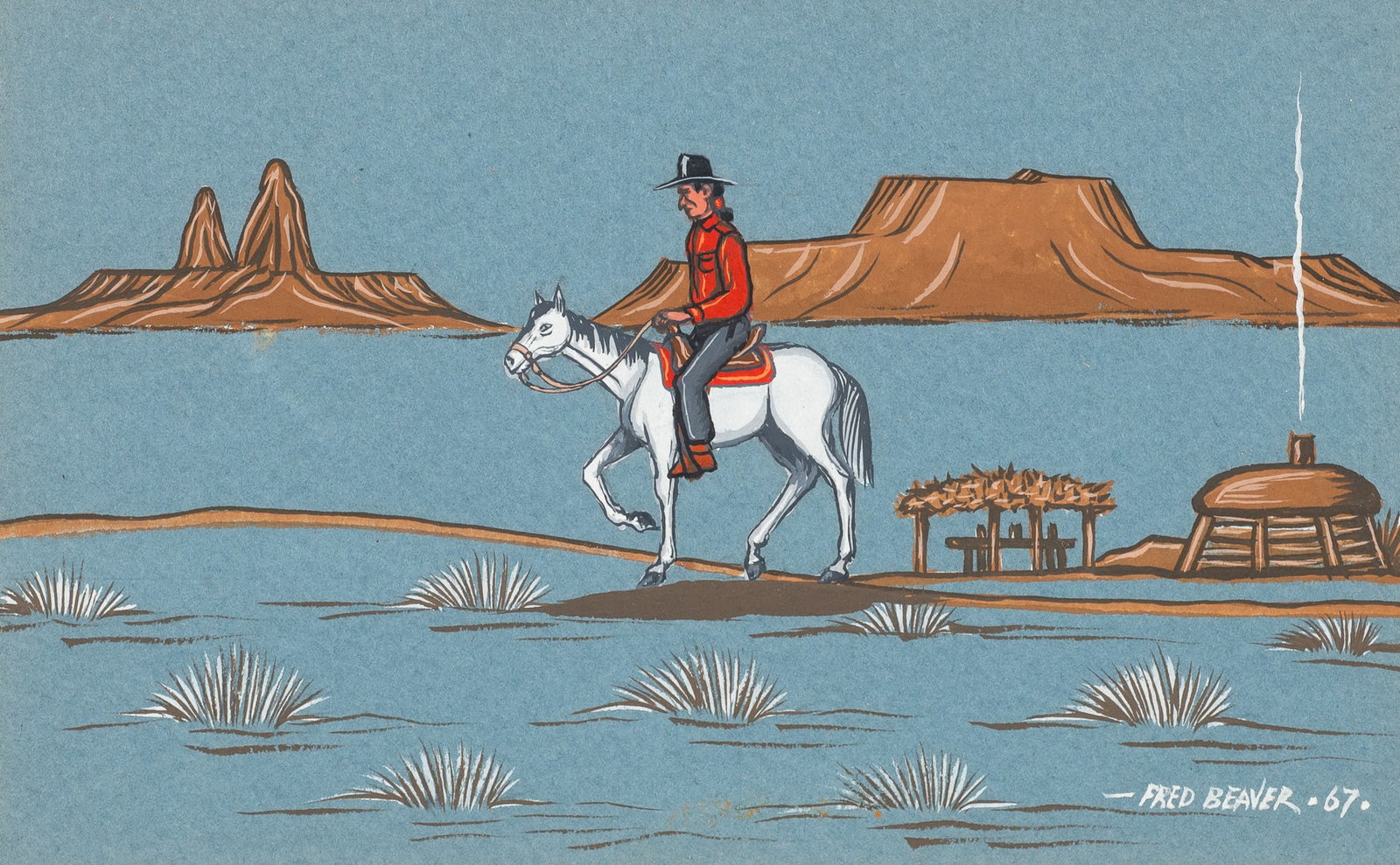 Two Native American Paintings by Fred Beaver. - 8