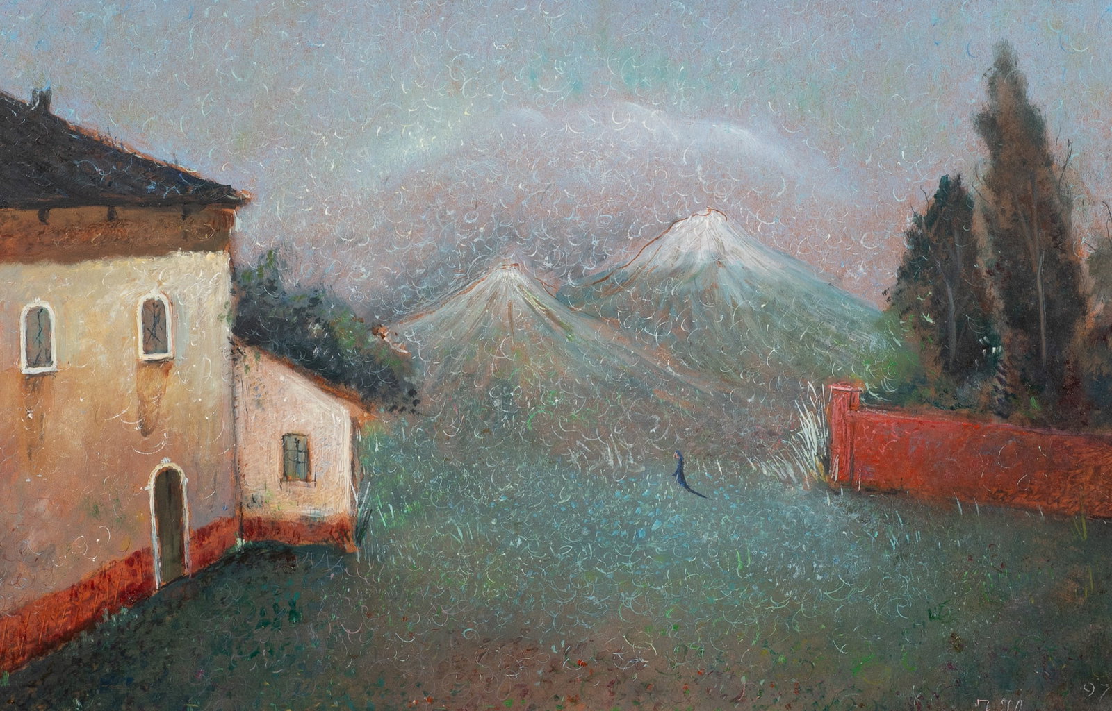 Lone Figure in a Village, Painting by Juan Ibarra. (1 of 5)