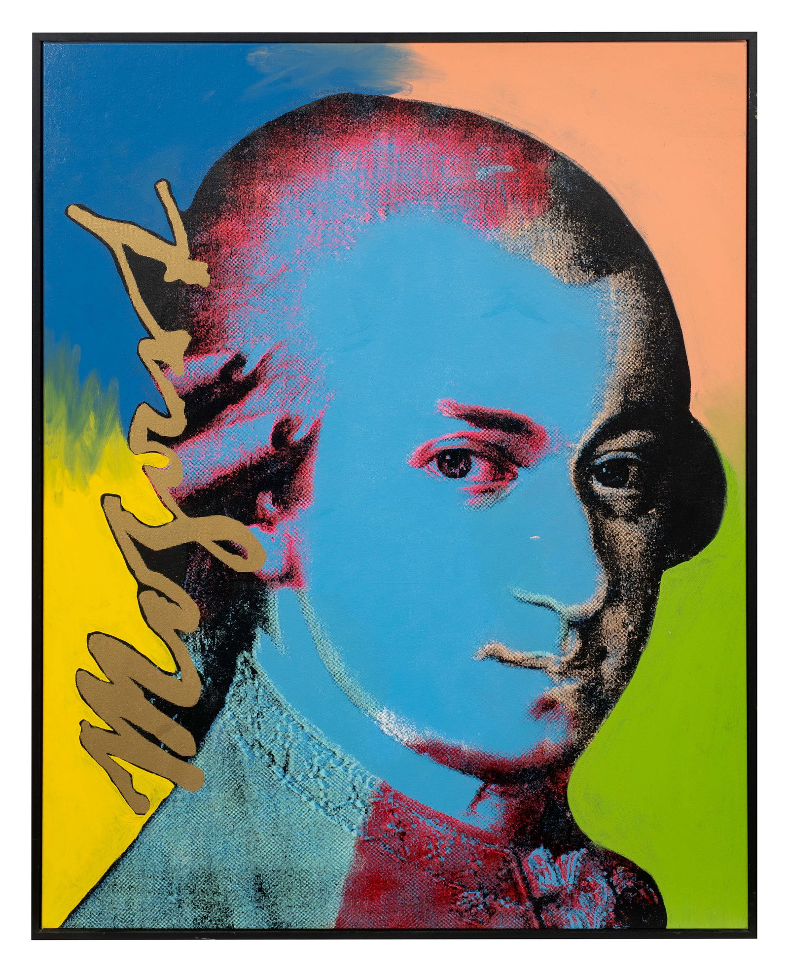 Mozart State II, Steve Kaufman Embellished Print.: Artist(s): Steve Alan Kaufman (American, 1960-2010). Medium: Screenprint on canvas with handpainted embellishment. Signature(s): Signed and numbered (8/195) en verso. Paperwork/Provenance: Comes with