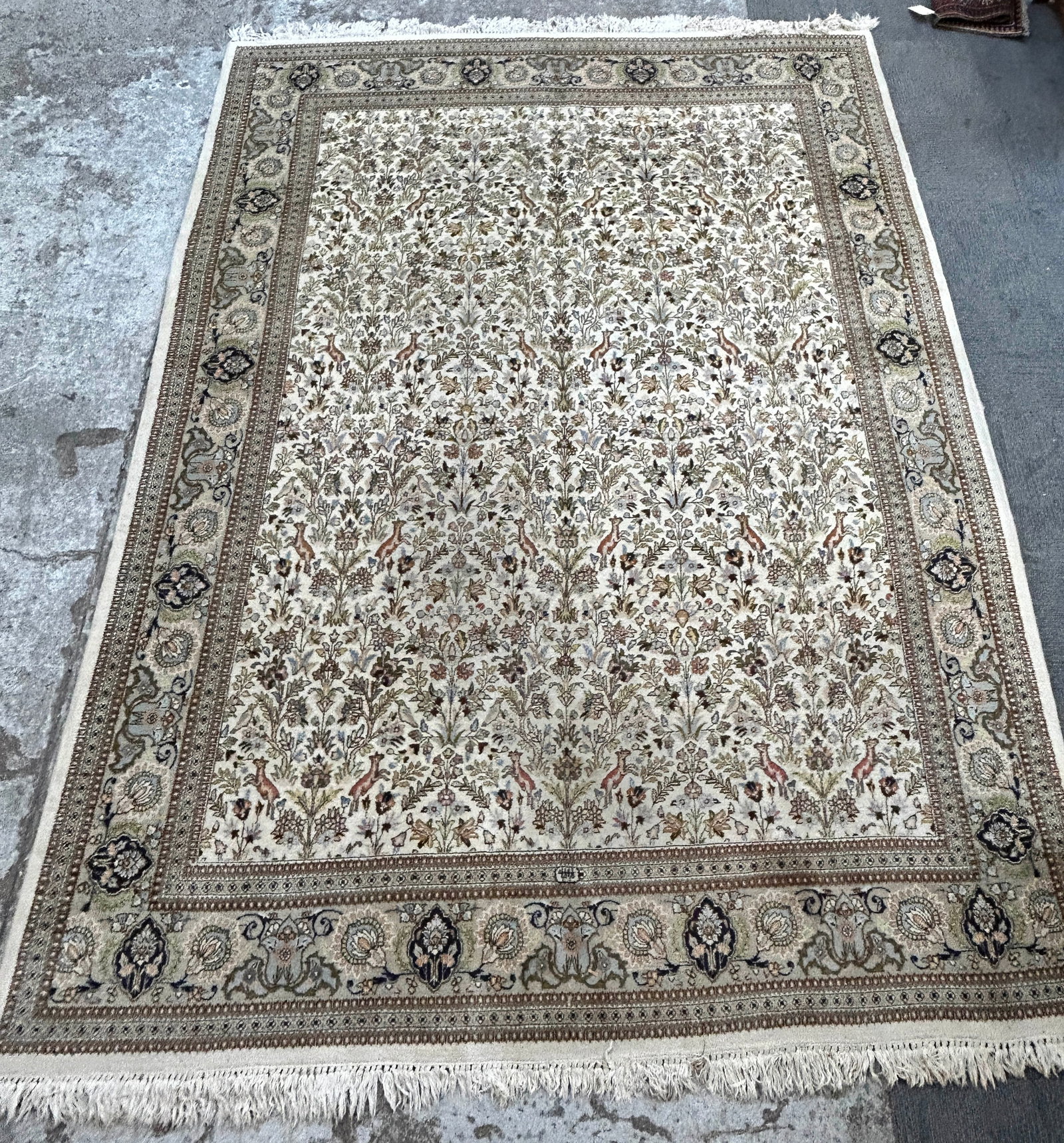 8' 11" x 12' 1" Persian Ivory Tabriz Rug. (1 of 4)