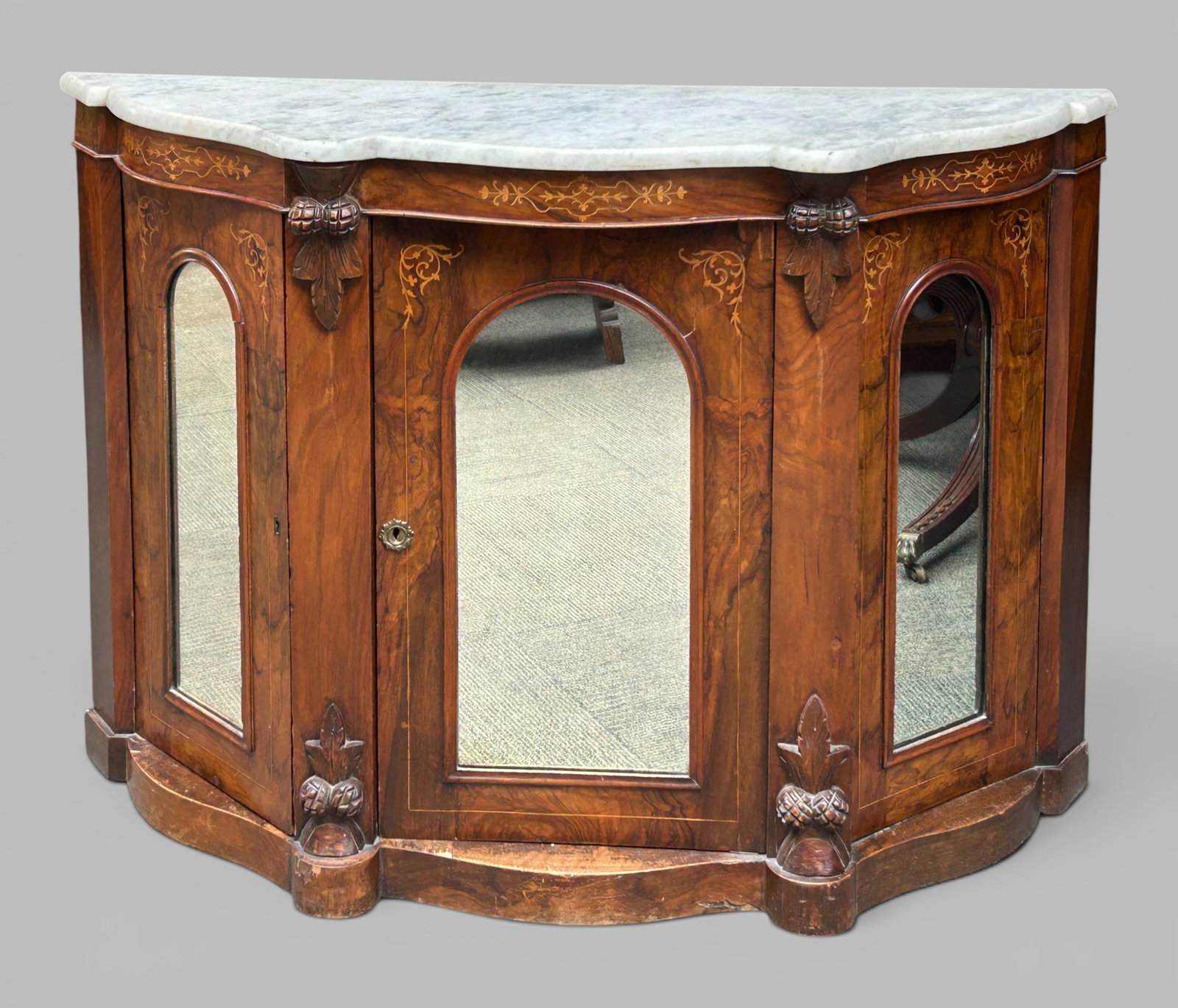 Antique Inlaid Victorian Marble Top Sideboard. (1 of 18)