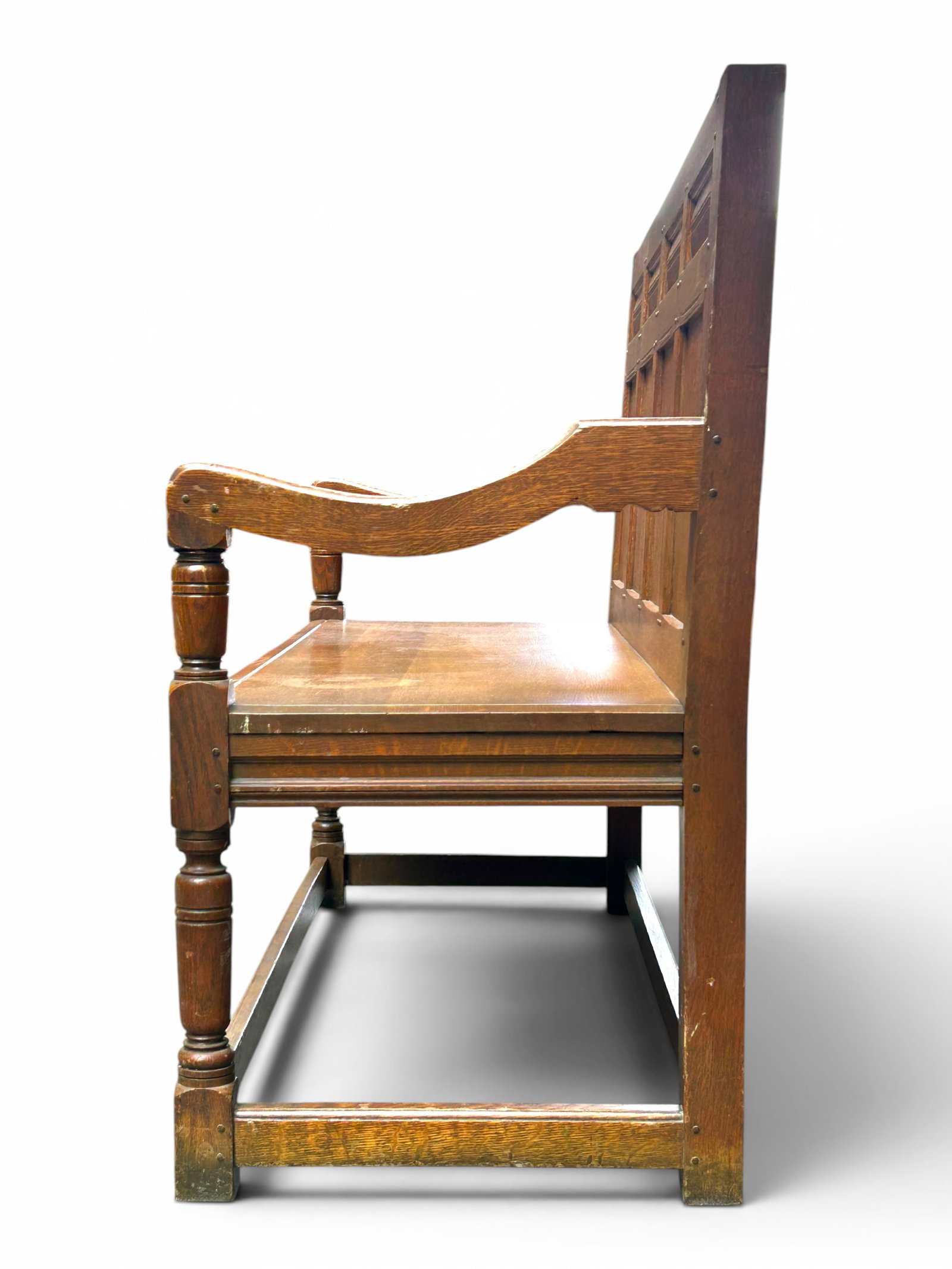 Antique Oak Bench. - 5