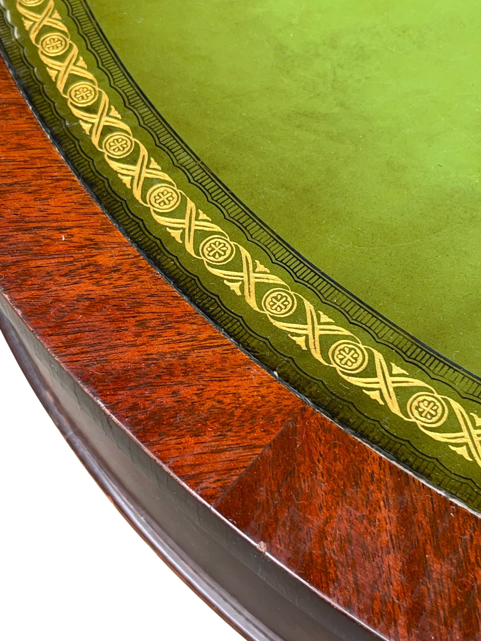 Mahogany Drum Table with a Leather Top. - 10