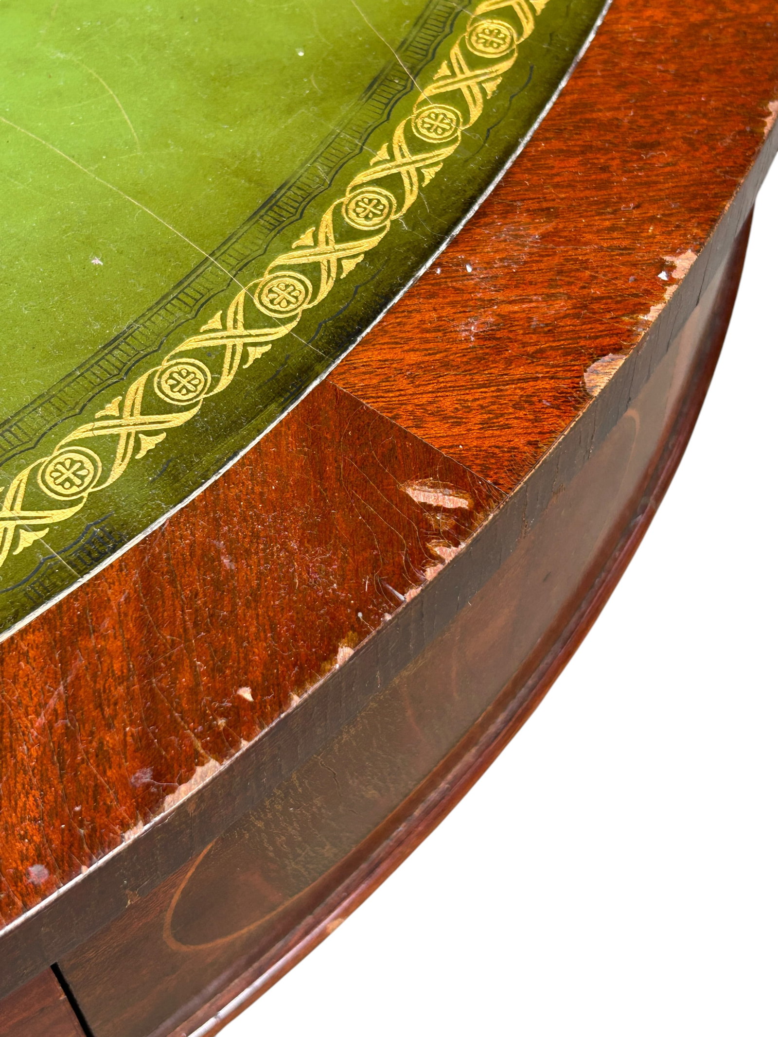 Mahogany Drum Table with a Leather Top. - 11