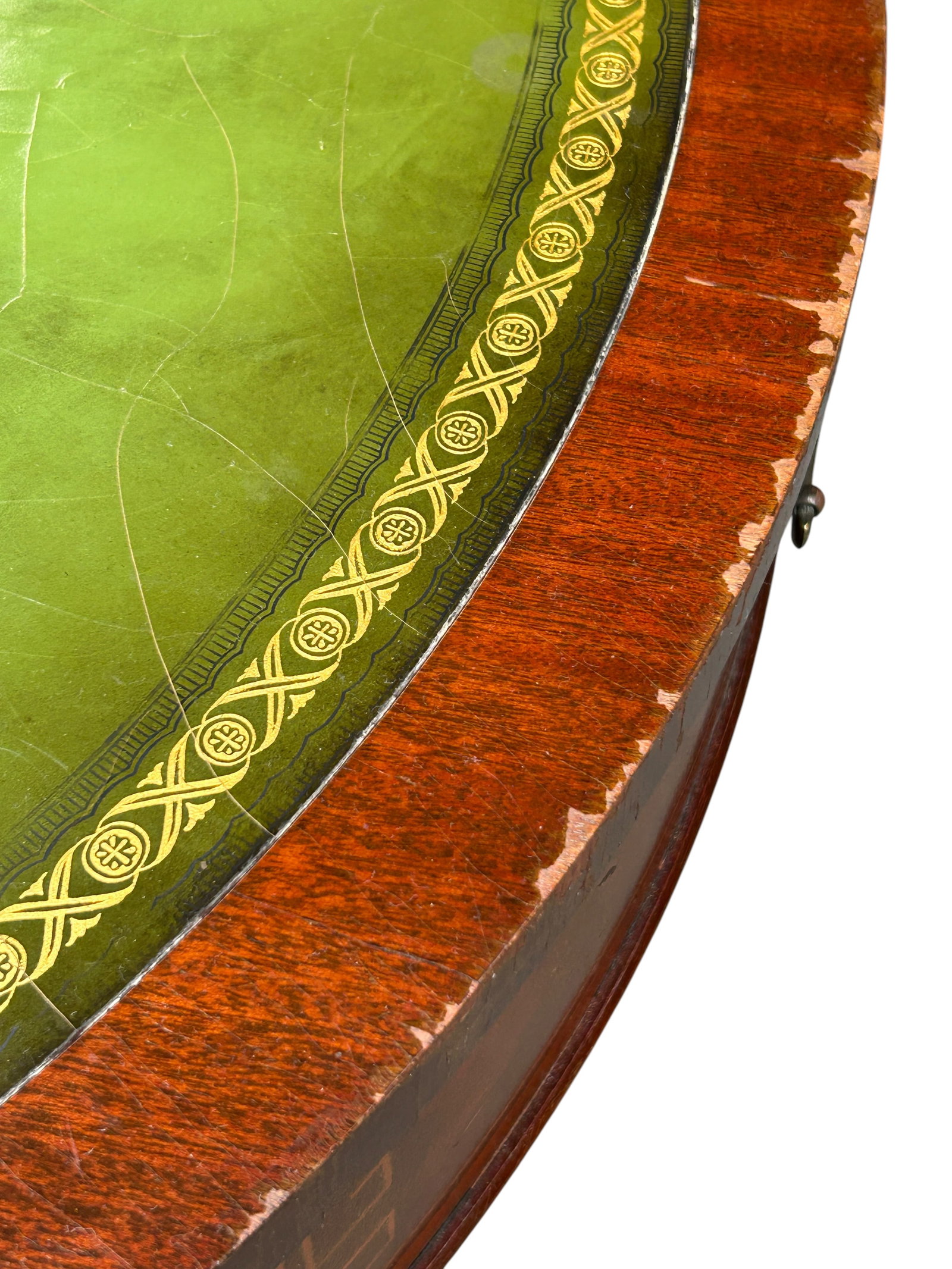 Mahogany Drum Table with a Leather Top. - 12