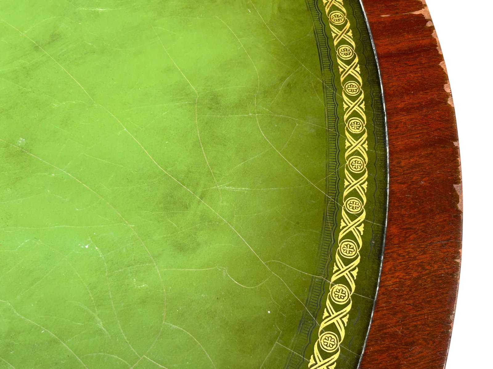 Mahogany Drum Table with a Leather Top. - 13