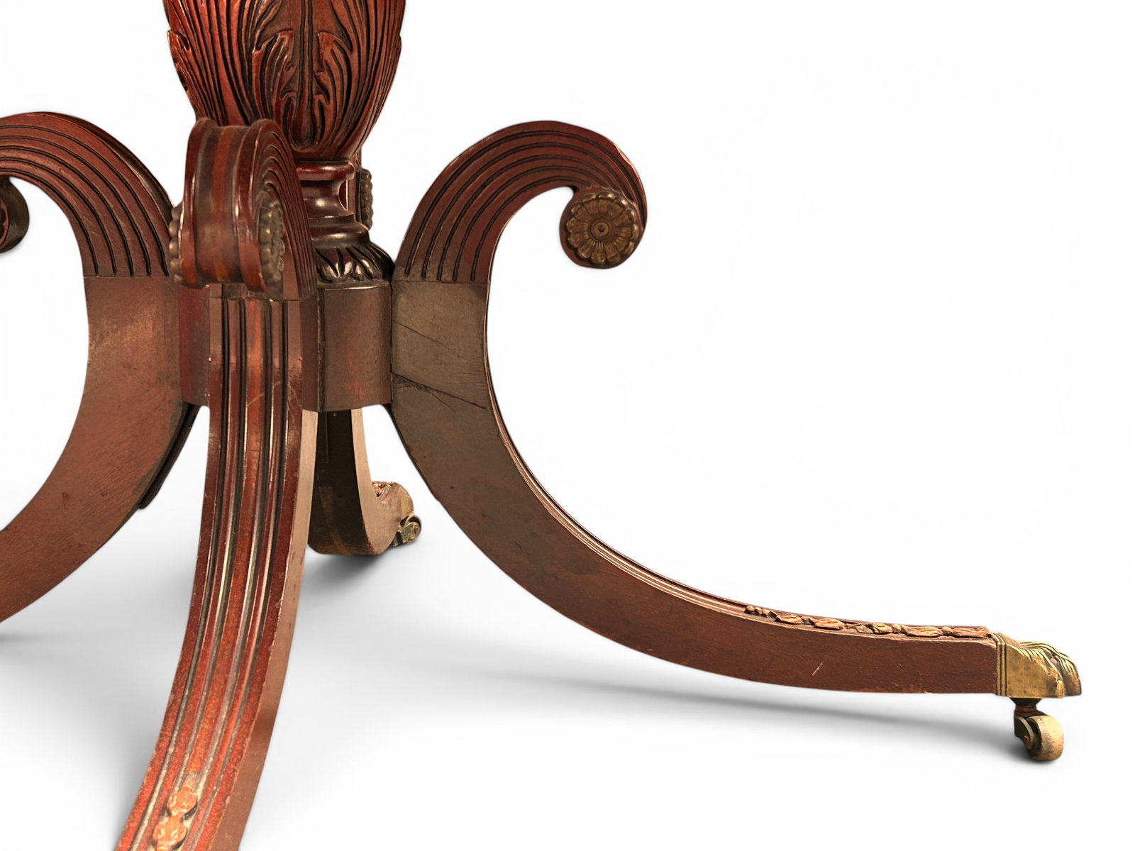 Mahogany Drum Table with a Leather Top. - 2