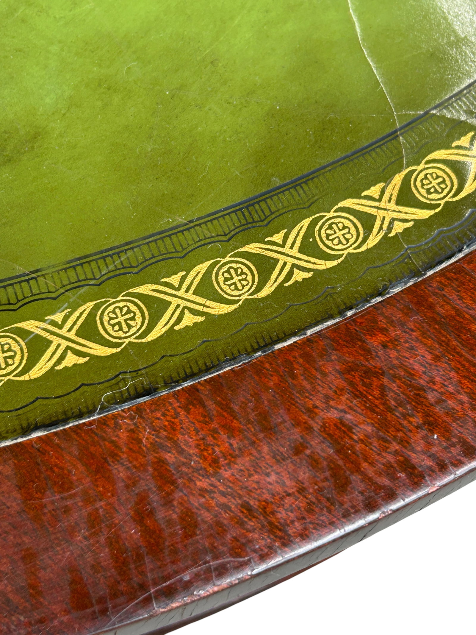 Mahogany Drum Table with a Leather Top. - 9