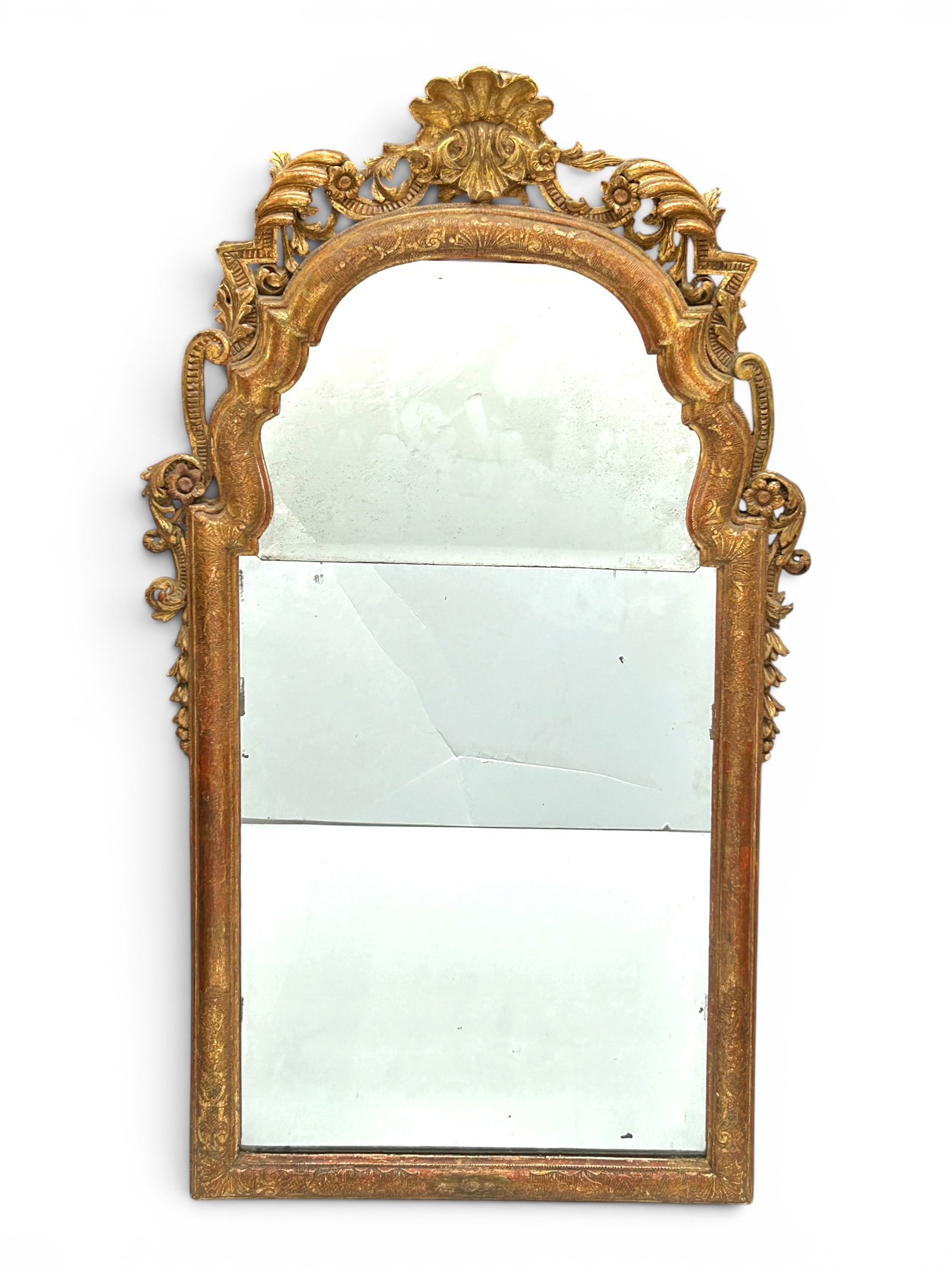 Ornate Arched Carved & Molded Gilded Mirror. (1 of 12)