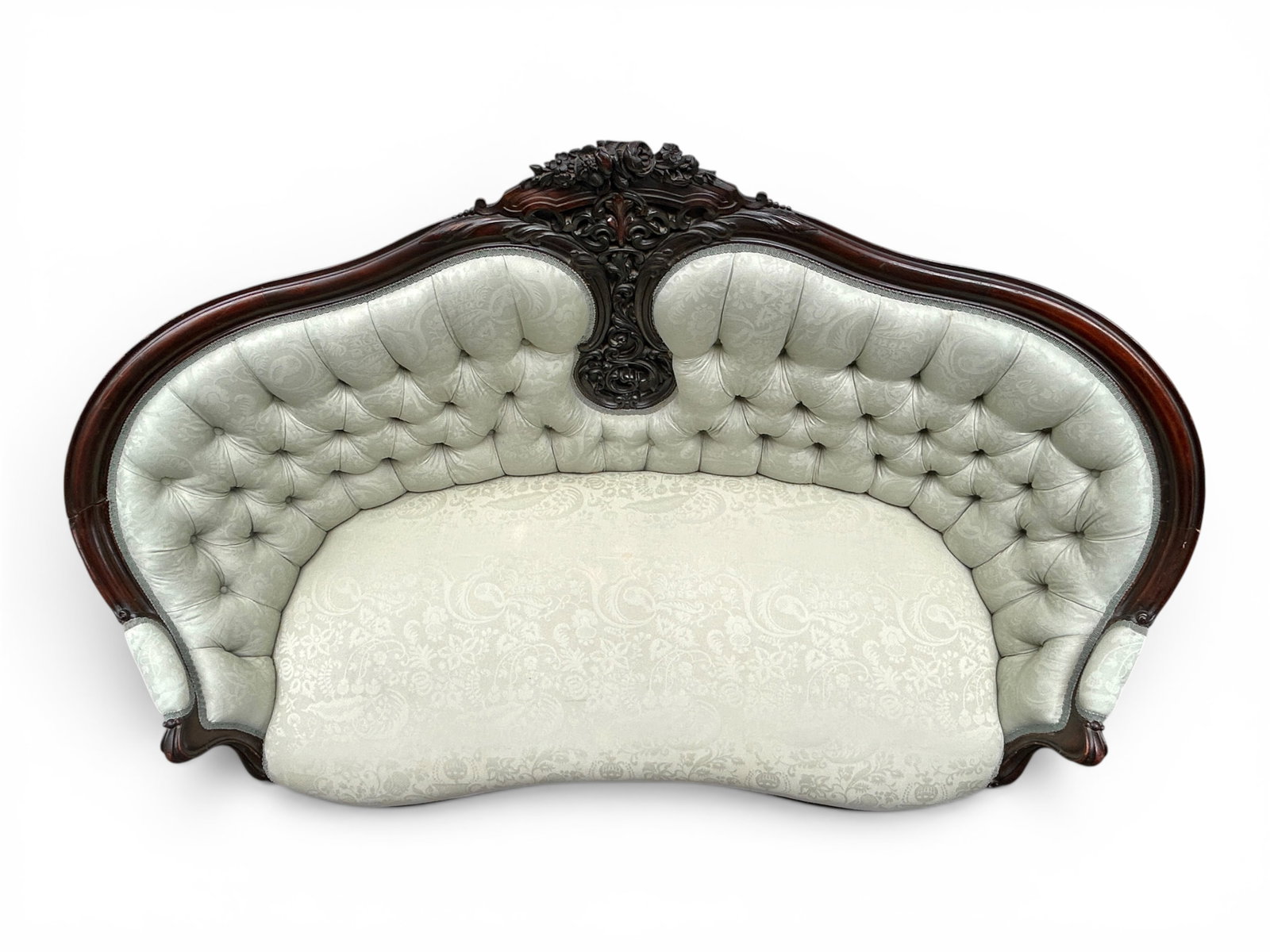 Antique Carved Victorian Settee. - 15