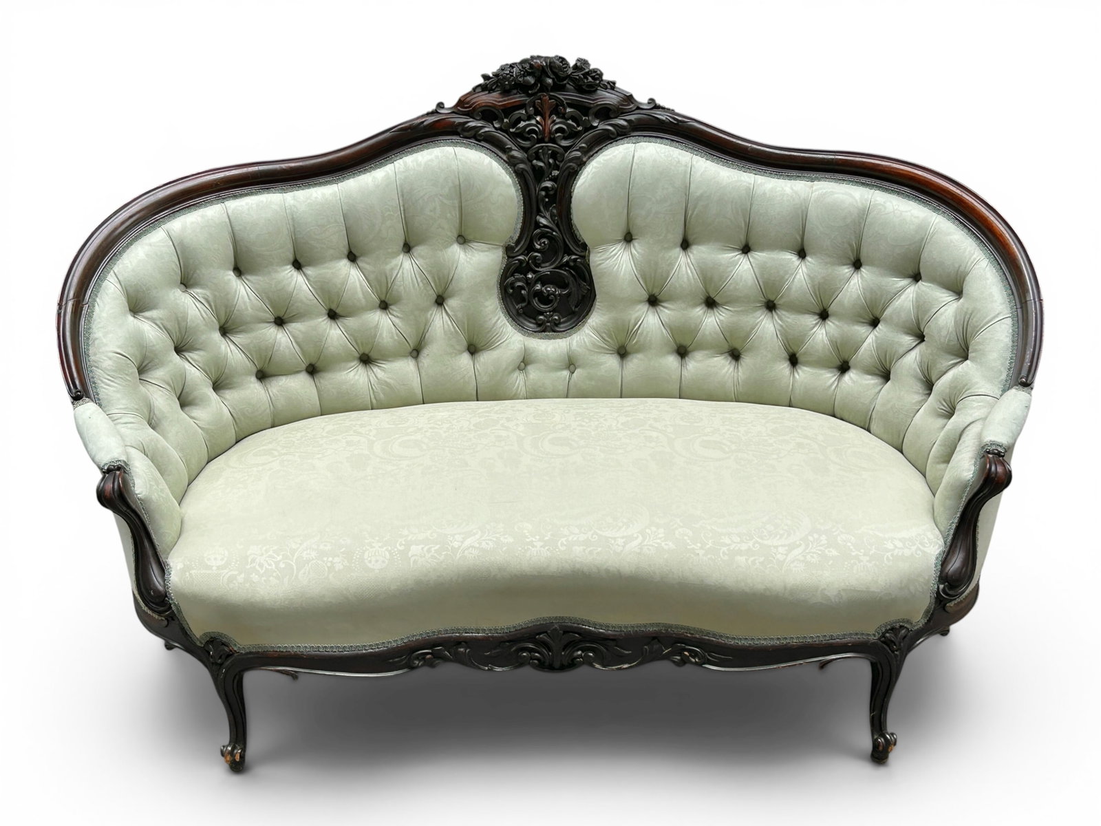 Antique Carved Victorian Settee. - 2