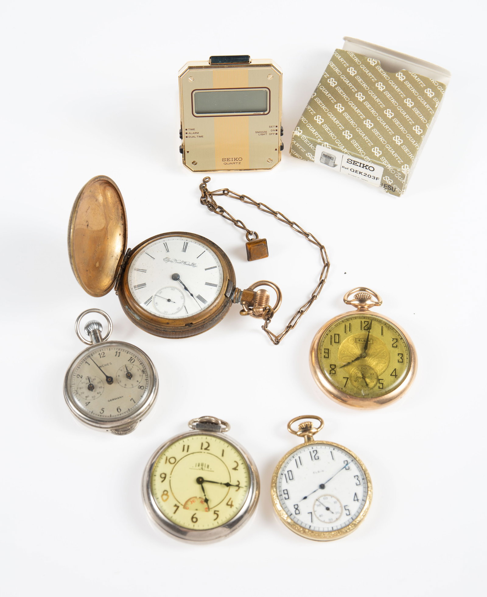 Lot of 4 Pocket Watches & More - Elgin, Tower, 14K (1 of 20)