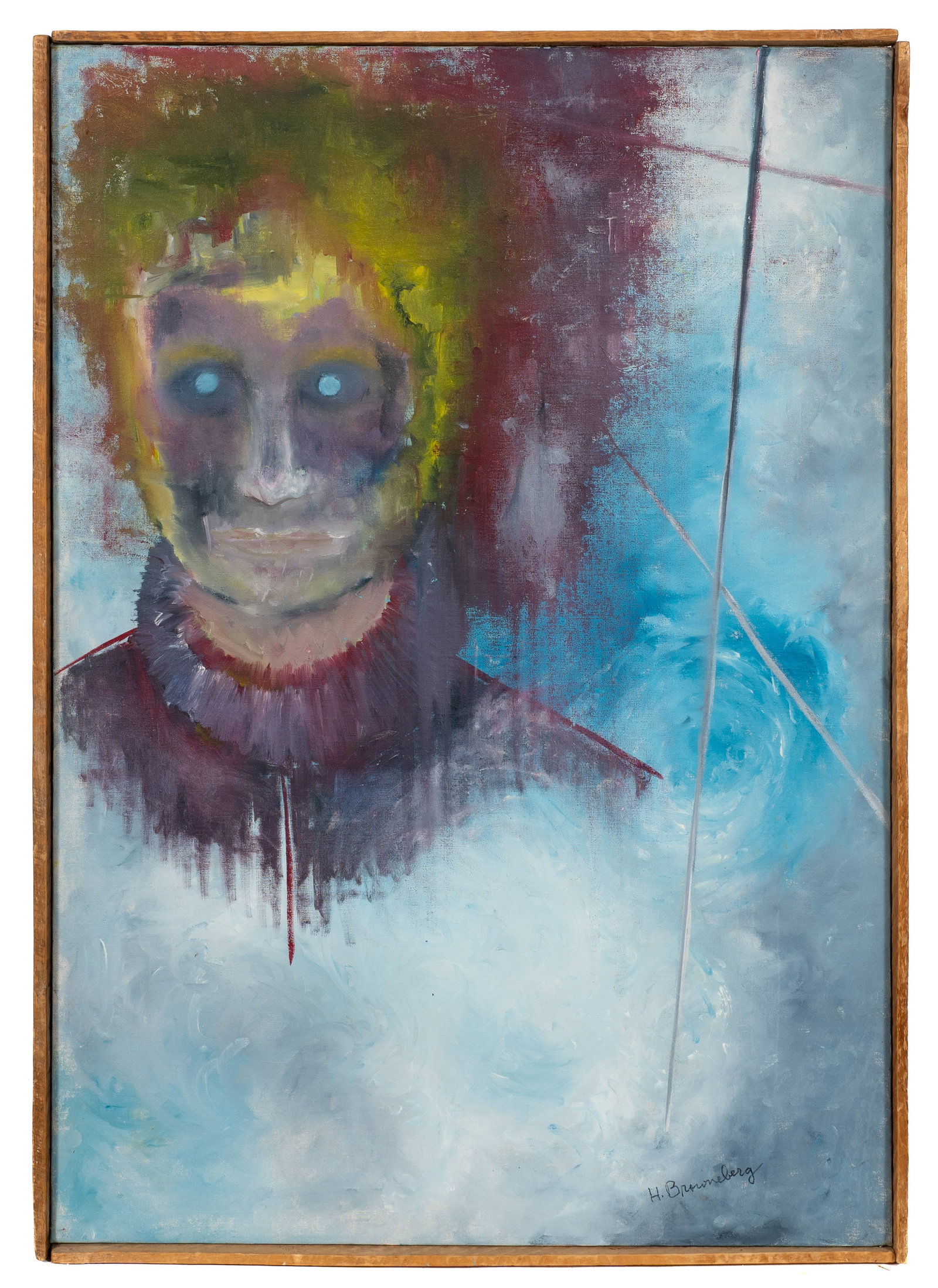 "Billy Budd", Portrait by Helen Browne Berg.: Artist(s): Helen Browne Berg (20th century). Medium: Oil painting on canvas. Signature(s): Lower right. Signed, titled, and dated (1979) en verso. Paperwork/Provenance: N/A Condition: A few punctures