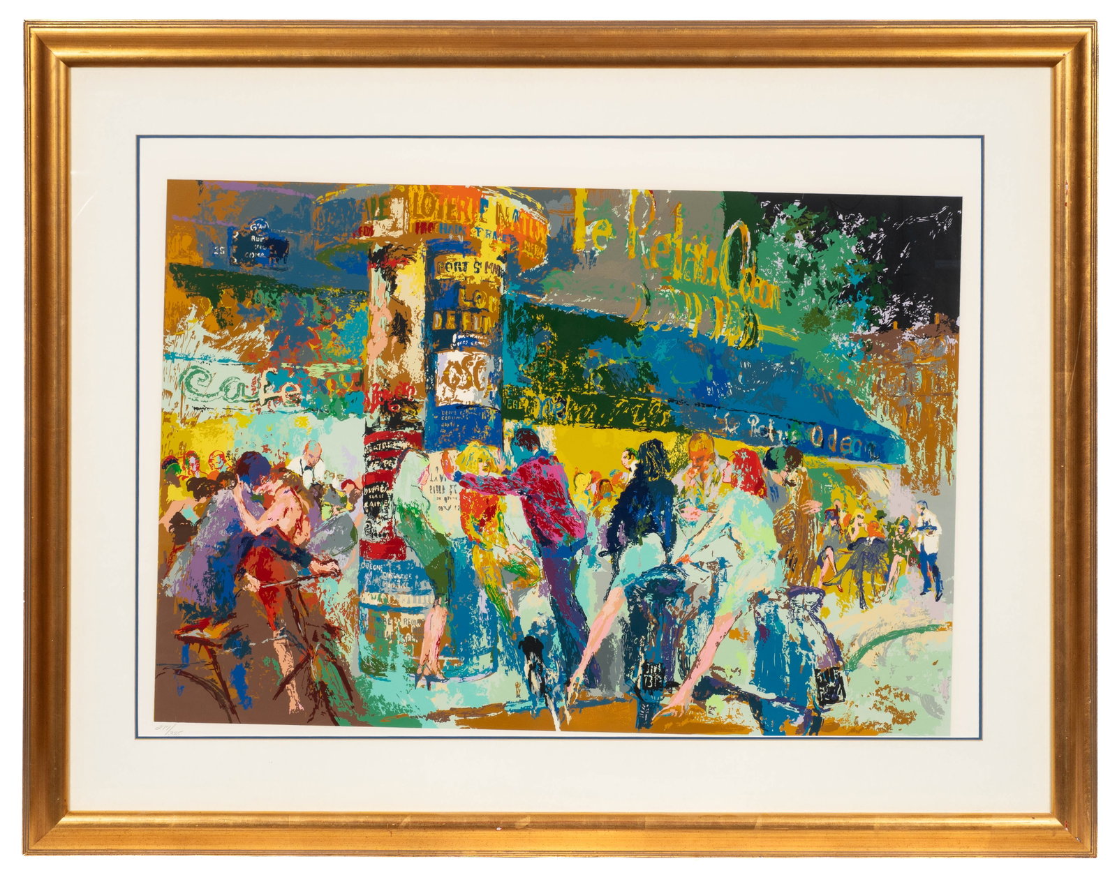 Left Bank Cafe, Large LeRoy Neiman Serigraph. (1 of 6)