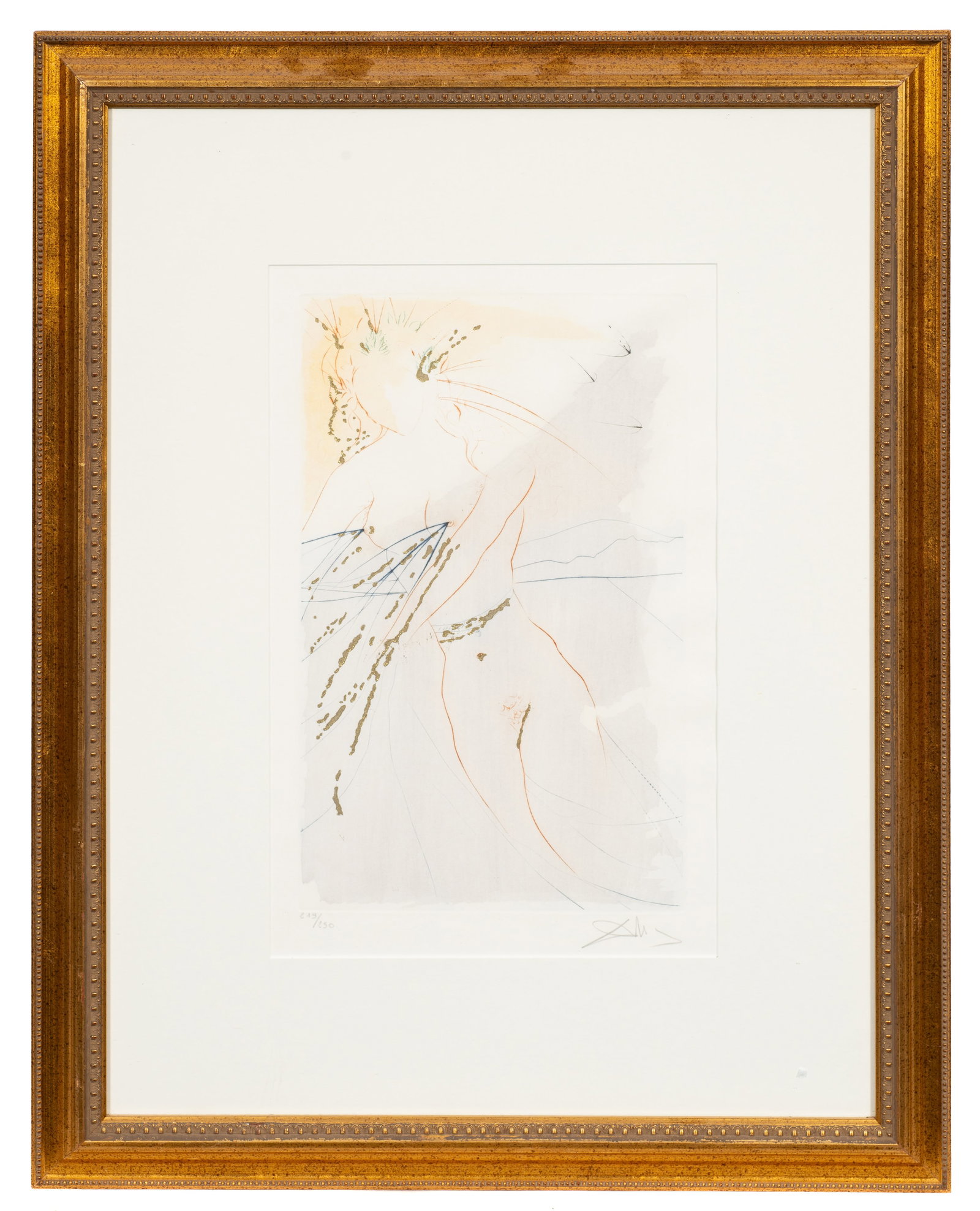 "Thou Art Fair", LE Salvador Dali Etching.: Artist(s): Salvador Dali, from Song of Songs of Solomon series. Medium: Drypoint etching with gold embellishments. Signature(s): Pencil signed and numbered (215/250) in its lower margin.