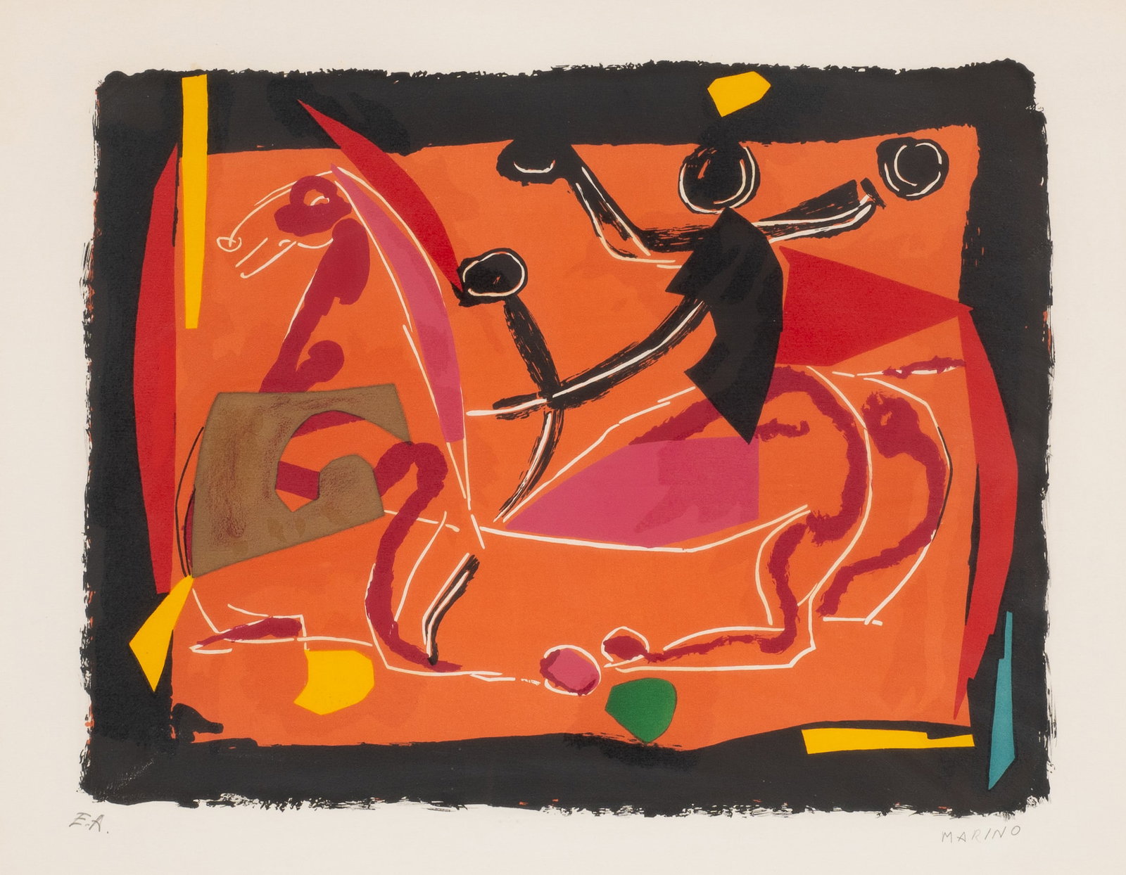 Chevaux et Cavaliers III, Artist Proof, Marini.: Artist(s): Marino Marini (Italian, 1901-1980), "Chevaux et Cavaliers III" Medium: Lithograph in colors. Signature(s): Pencil signature and edition to its lower margin. Paperwork/Provenance: N/A Condit