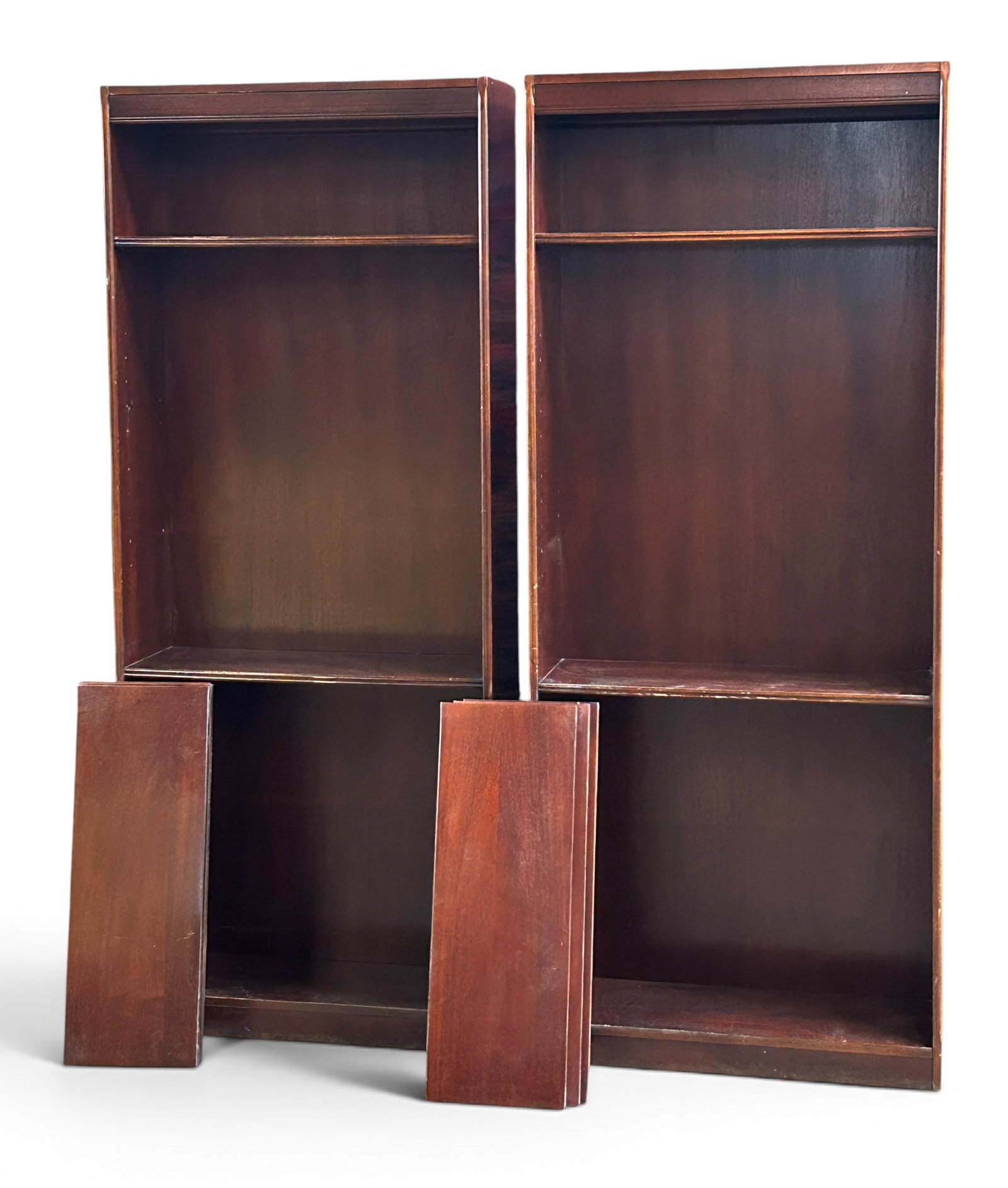 Pr. Mahogany Open Adjustable Bookshelves, 6 1/2'. (1 of 10)
